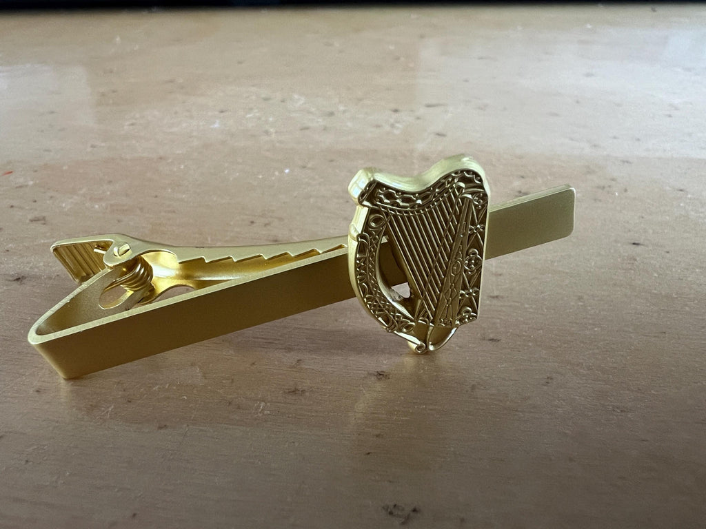 Irish Harp Tieclip Gold Elegant Accessory for Every Occasion Handcrafted Irish Tieclip Unique Irish Gift Ideal for Formal Events