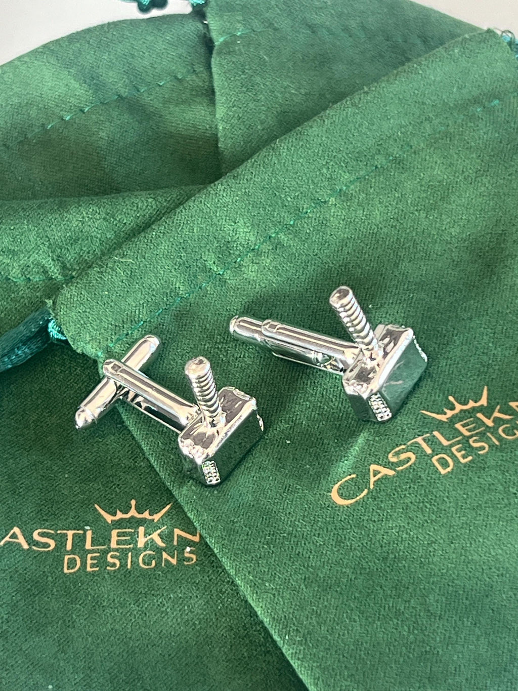 Thor Mjolnir Hammer Silver Cufflinks Marvel Comics Accessory Superhero-Themed Jewelry Unique Gift for Thor Fans Stylish Suit Cufflinks