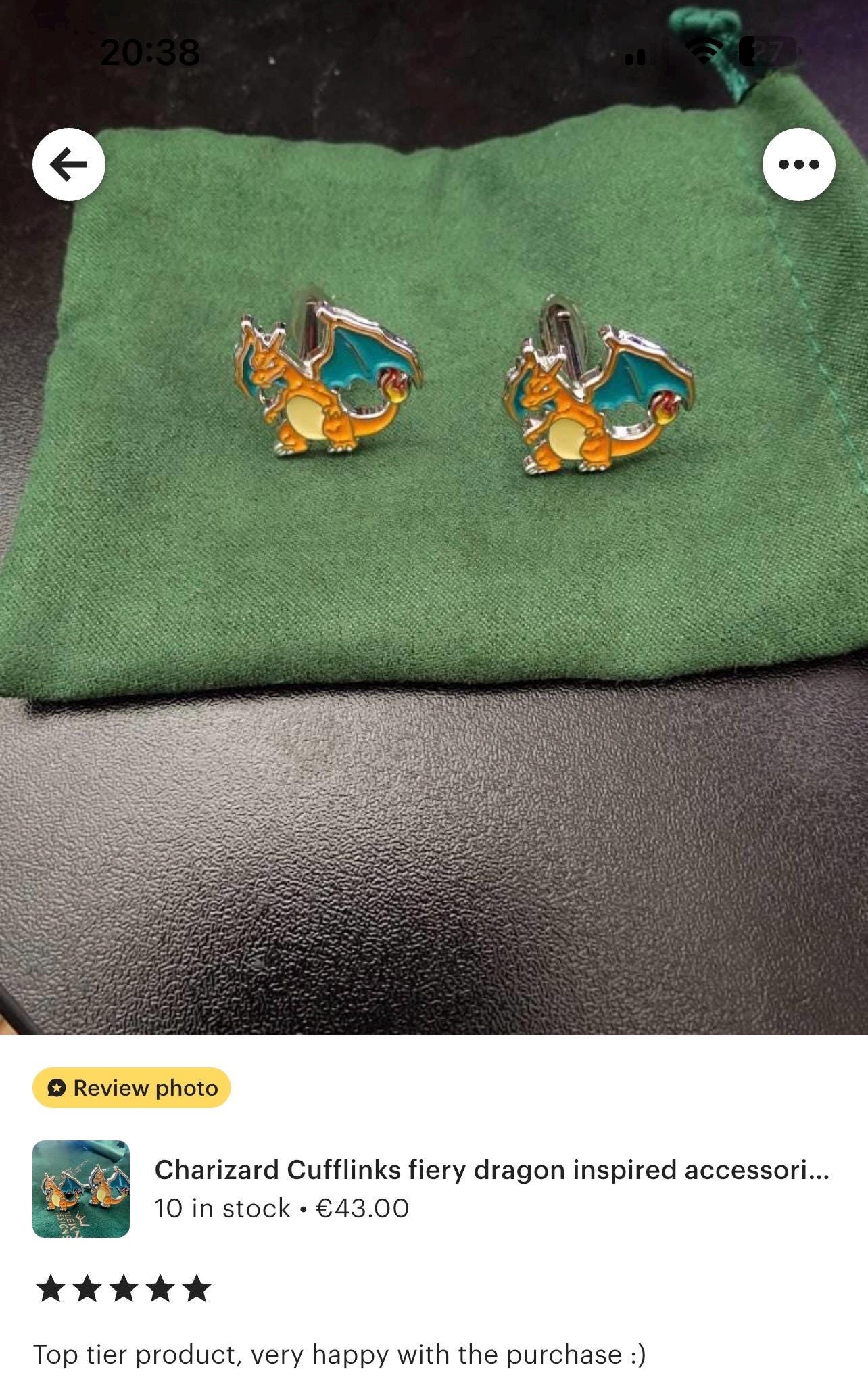 Charizard Cufflinks fiery dragon inspired accessories perfect gift for Pokemon fans trainers weddings and special occasions unique design