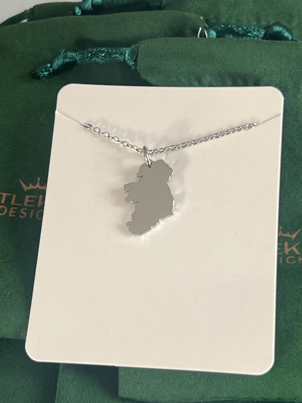 Map of Ireland Silver Necklace Handmade Irish Jewelery Celtic Gift for Her Irish Pendant Necklace Ireland Lover Gift Unique Irish Keepsake