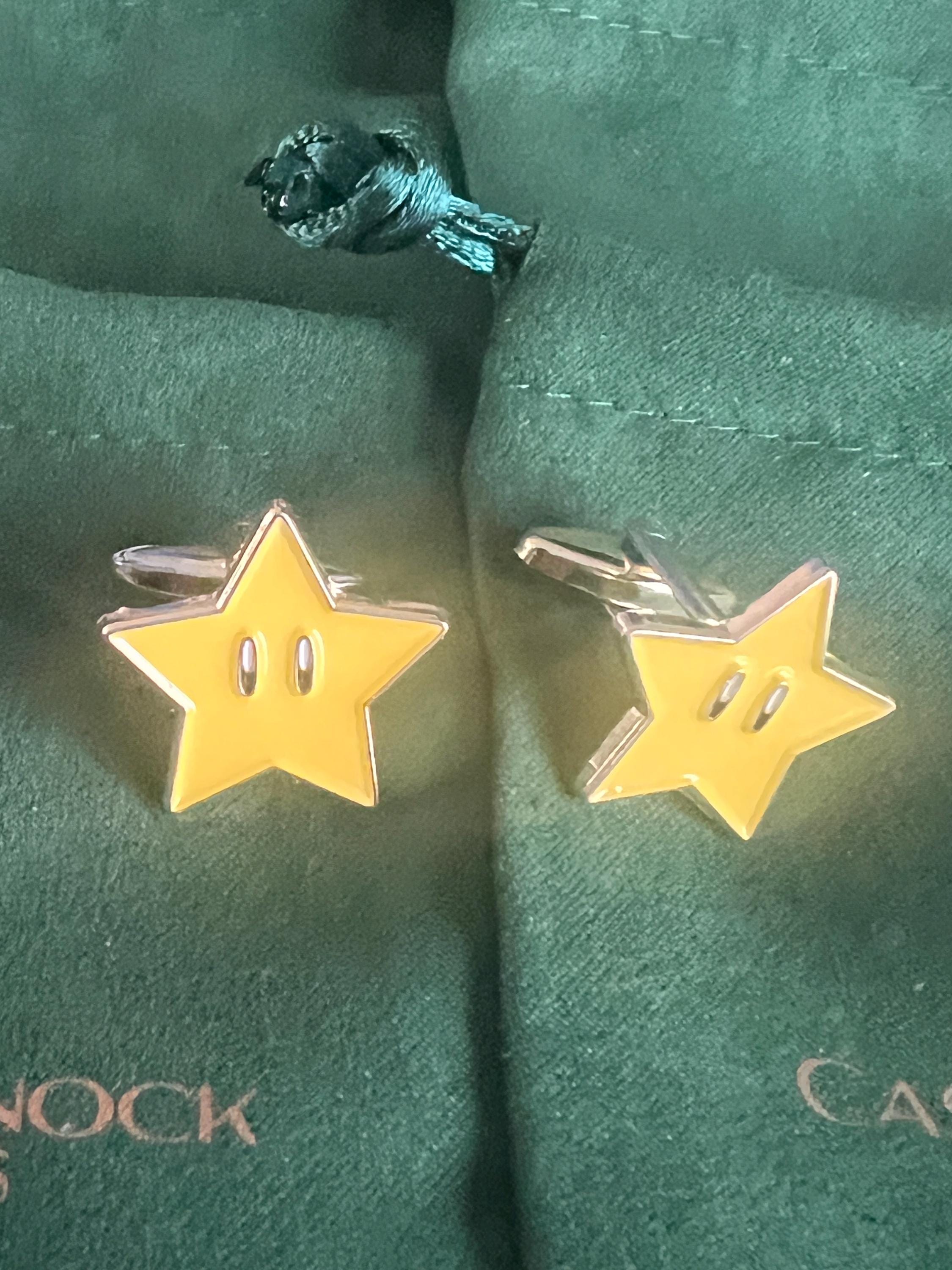 Super Star Cufflinks Retro Gaming Accessories Handcrafted Unique Gift for Gamers Geeky Wedding Jewelry Perfect for Mario Fans and Collectors