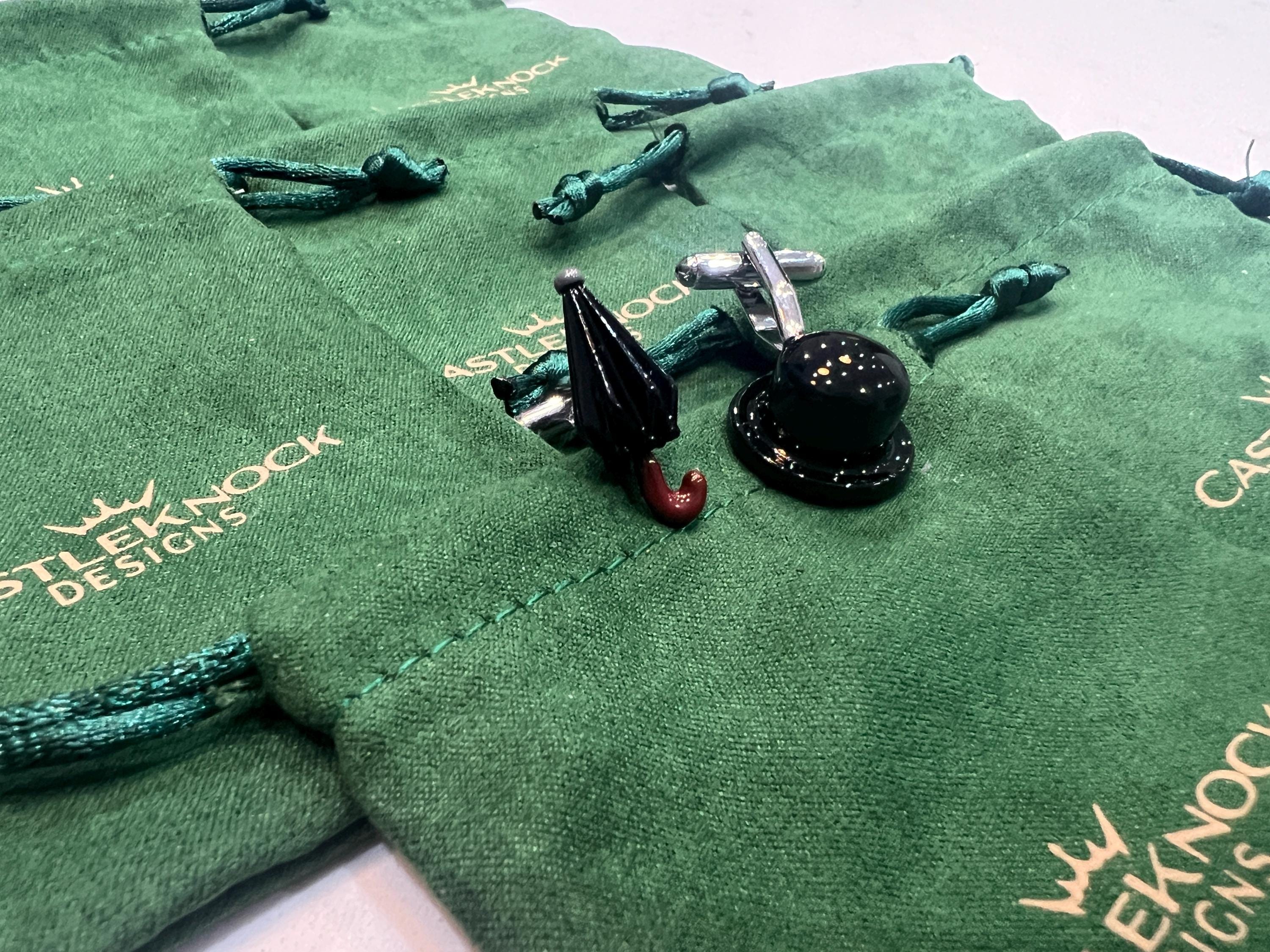 Top Hat Umbrella Cufflinks stylish gentleman's accessory great gift for vintage lovers formalwear weddings and special celebrations