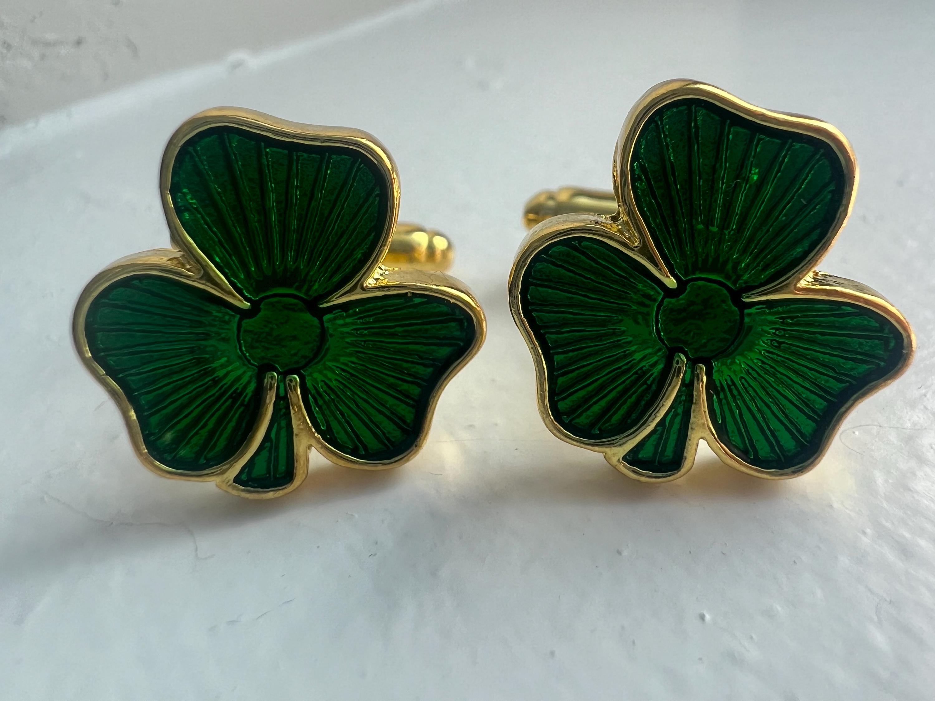 Shamrock Cufflinks Unique Irish Gift for Men Lucky Clover Accessories St. Patrick's Day Jewelry Perfect for Weddings or Formal Events
