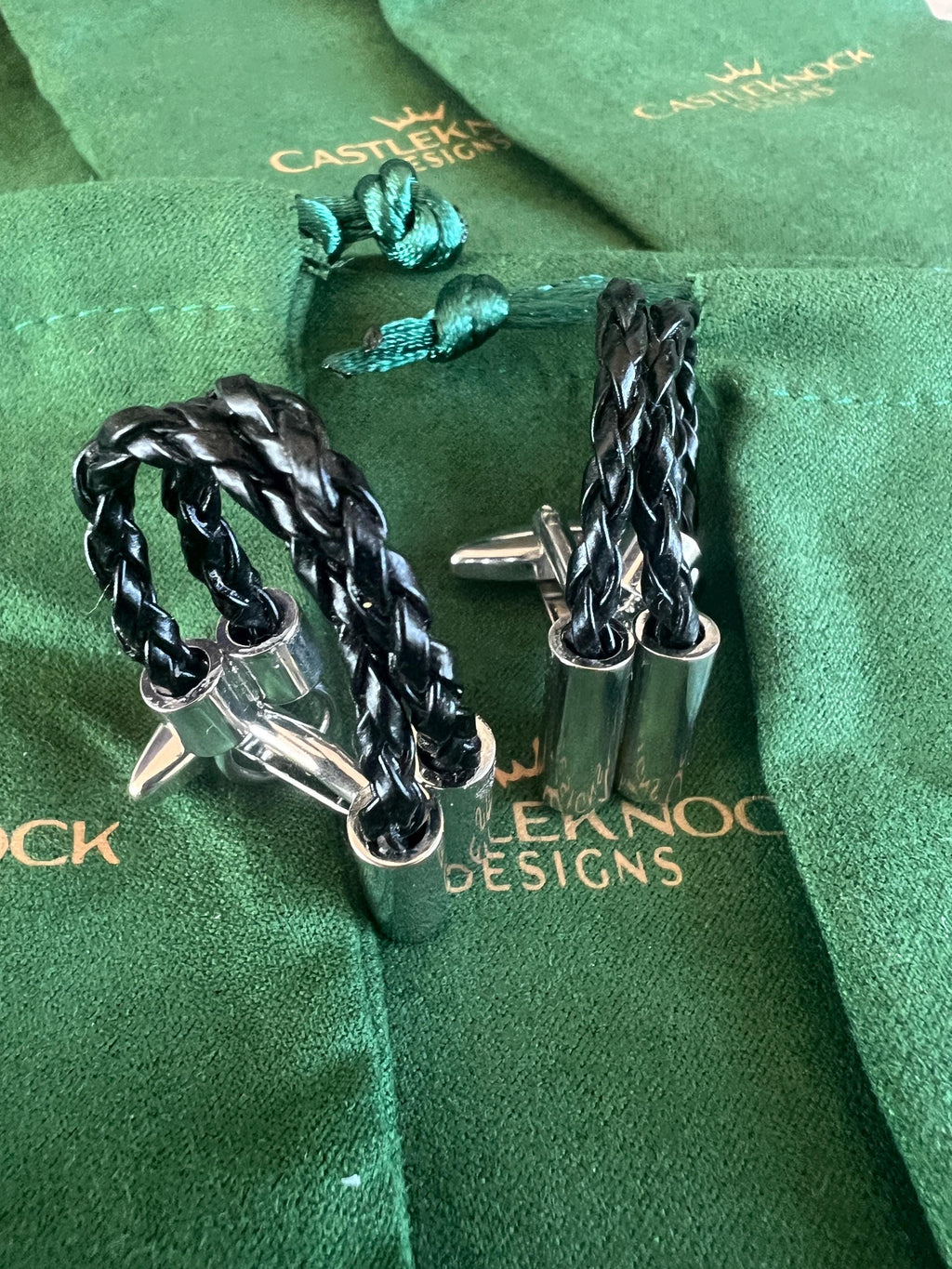 Braided Black Leather Cufflinks for Men Perfect Groom or Groomsmen Gift Best Man Present Father of the Bride Accessory Gift for Wedding Day