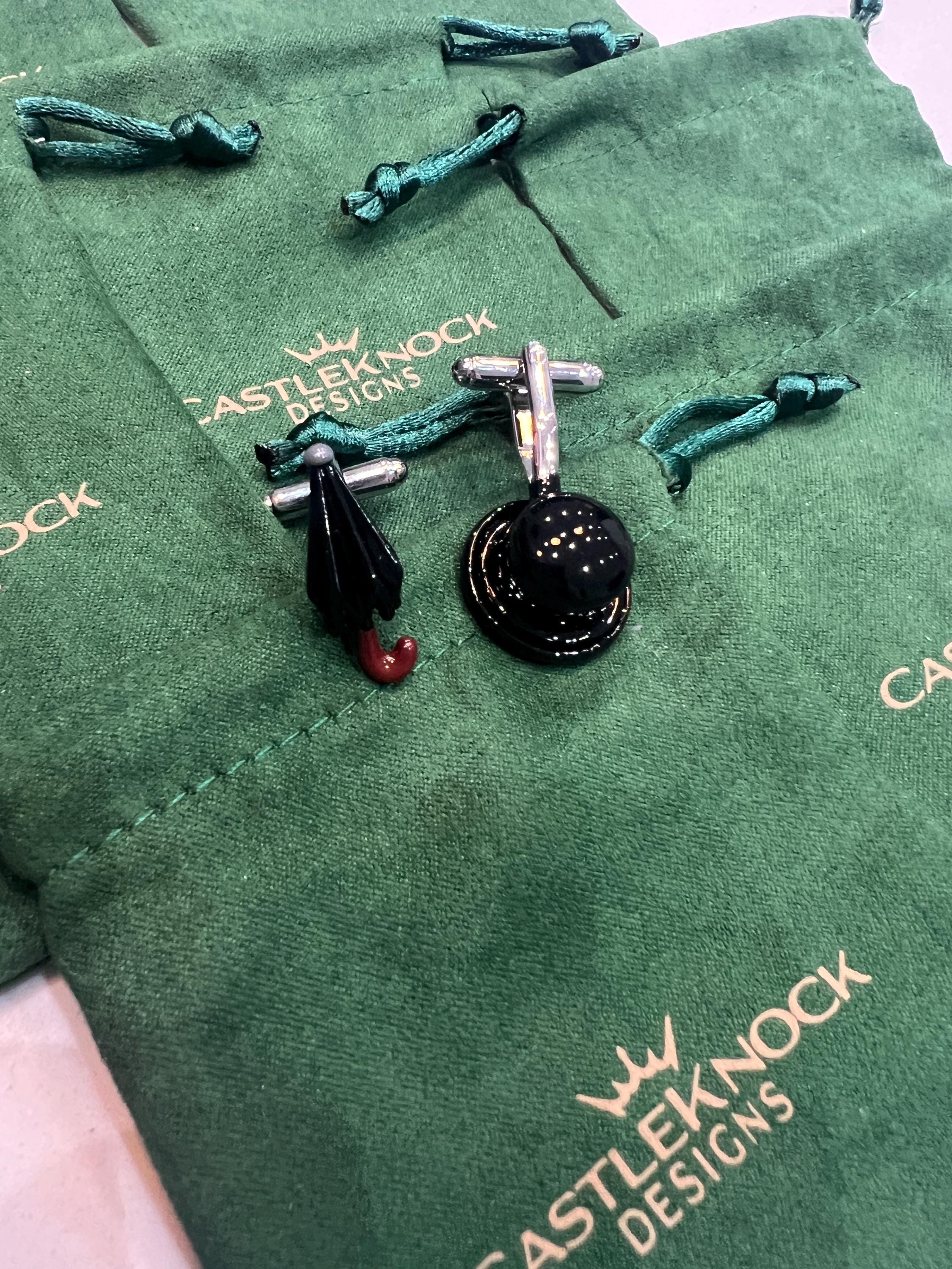 Top Hat Umbrella Cufflinks stylish gentleman's accessory great gift for vintage lovers formalwear weddings and special celebrations