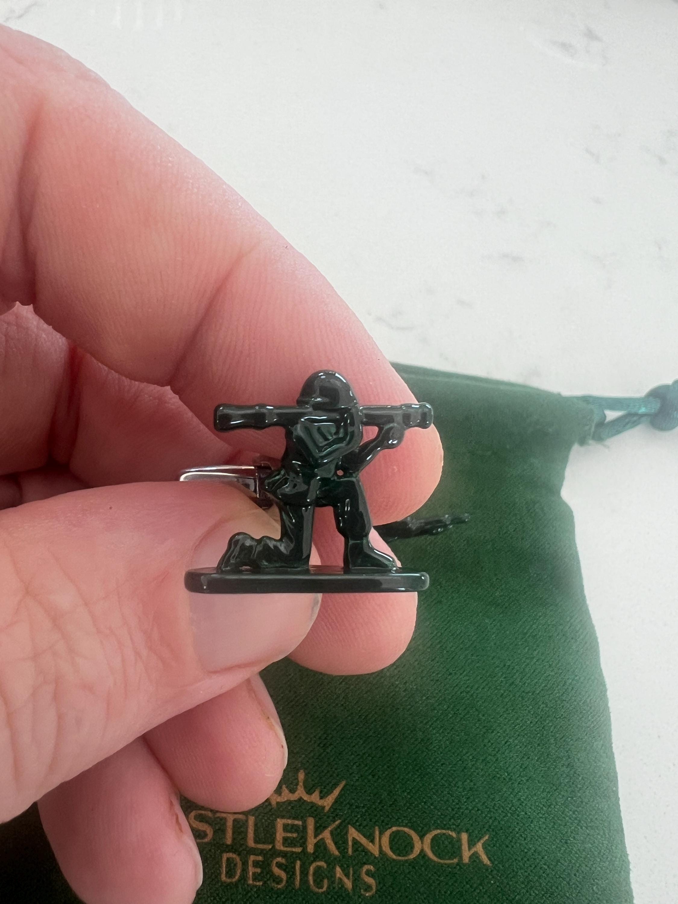 Toy Soldier Cufflinks Vintage Army Inspired Men's Jewelry Military Accessories Unique Gift for Him Retro Soldier Cufflinks Collectible