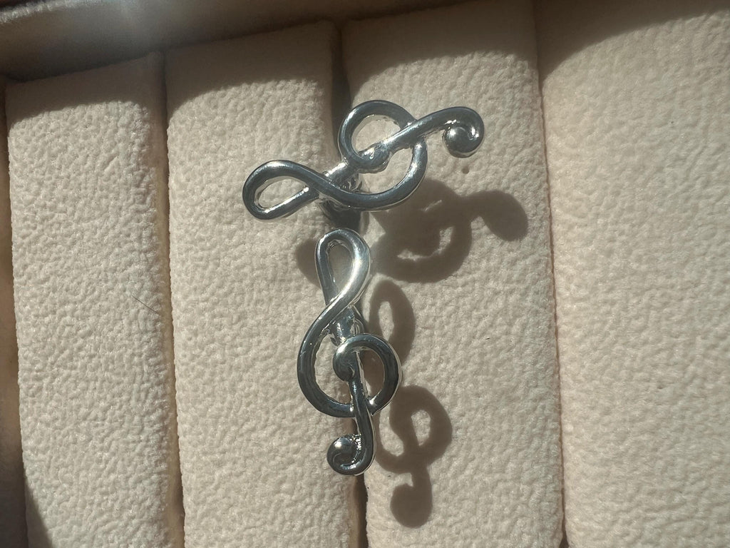 Music Symbol Cufflinks Silver Musical Note Accessories Musicians Handmade Gift Stylish Music-Themed Cufflinks Perfect for Music Lovers