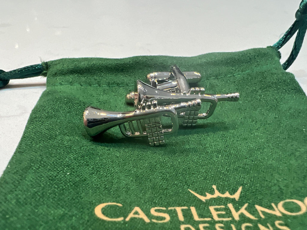 Silver Trumpet Cufflinks stylish and unique accessories for music lovers, perfect gift for musicians, jazz enthusiasts and special occasions