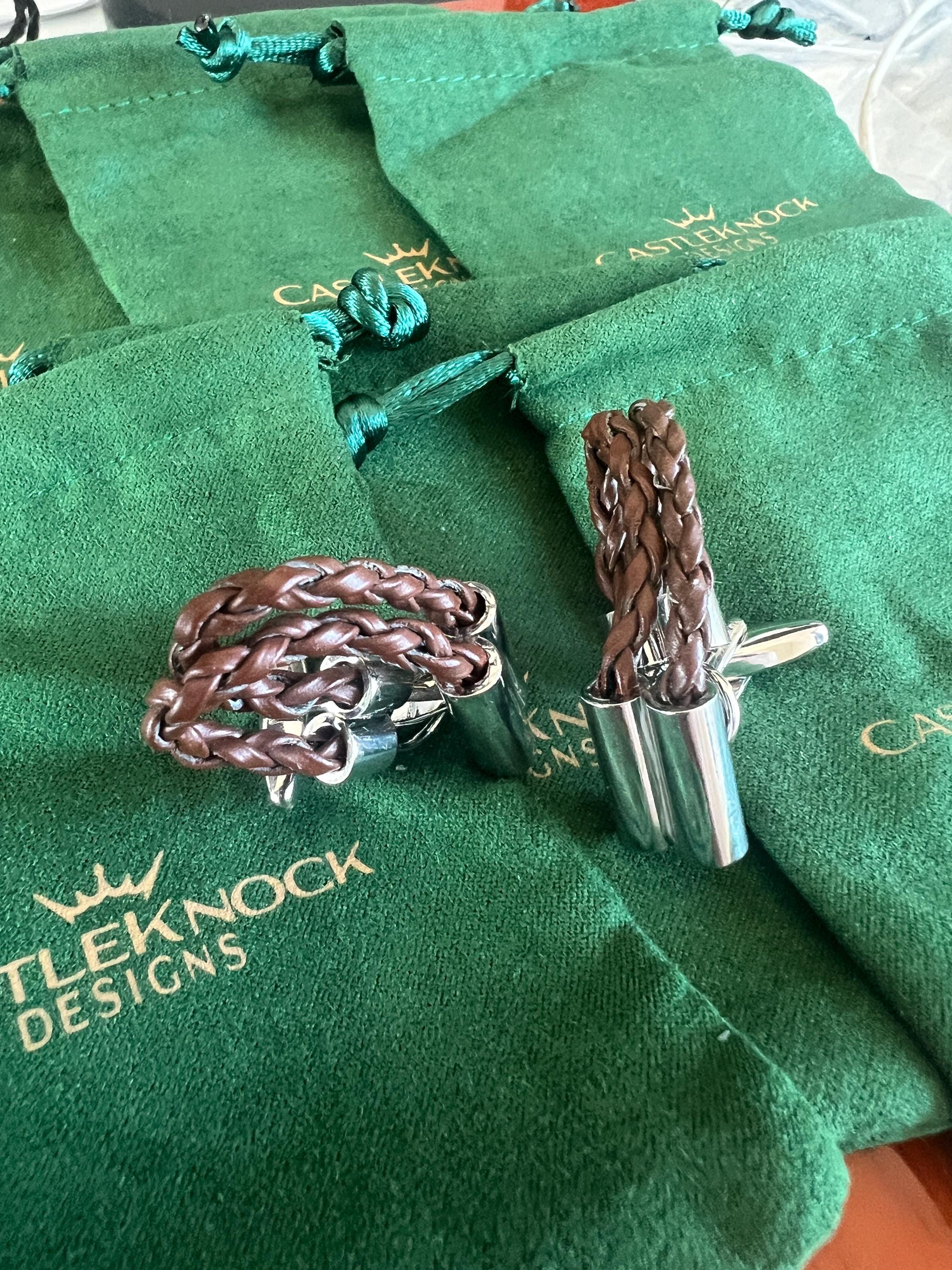 Braided Brown Leather Cufflinks Rustic Men's Accessory Vintage-Inspired Leather Knot Cufflinks Handcrafted Gift for Him Stylish and Unique