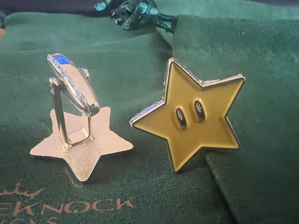 Super Star Cufflinks Retro Gaming Accessories Handcrafted Unique Gift for Gamers Geeky Wedding Jewelry Perfect for Mario Fans and Collectors