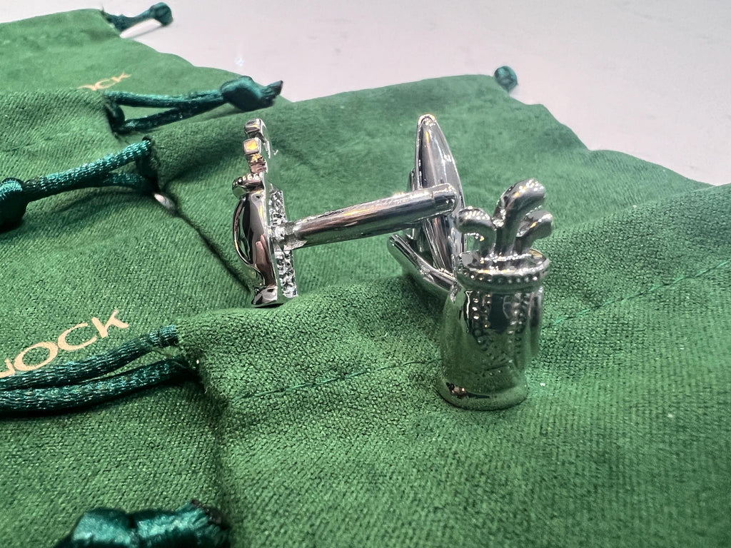 Golf Bag Cufflinks Silver Mens Accessory Unique Gift for Golfer Groomsmen Wedding Fathers Day Birthday Sports Lover Jewelry Golf Enthusiast