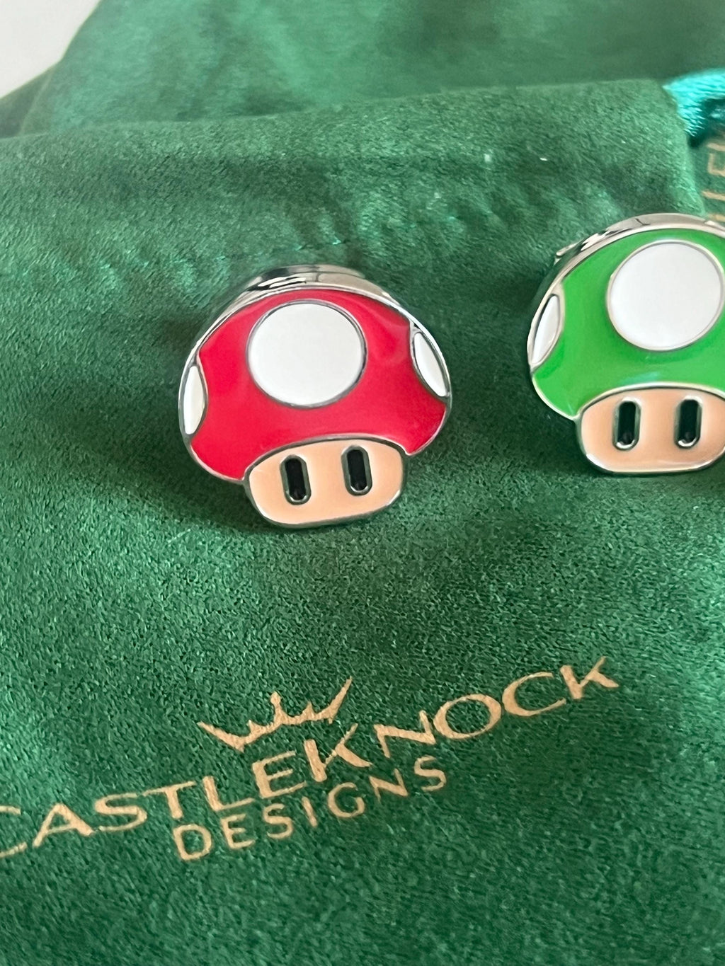 Mushroom Power-Up and Extra Life Mario Cufflinks Retro Gaming Accessories Handcrafted Unique Gift Gamers Geeky Wedding Jewelry for Mario Fan