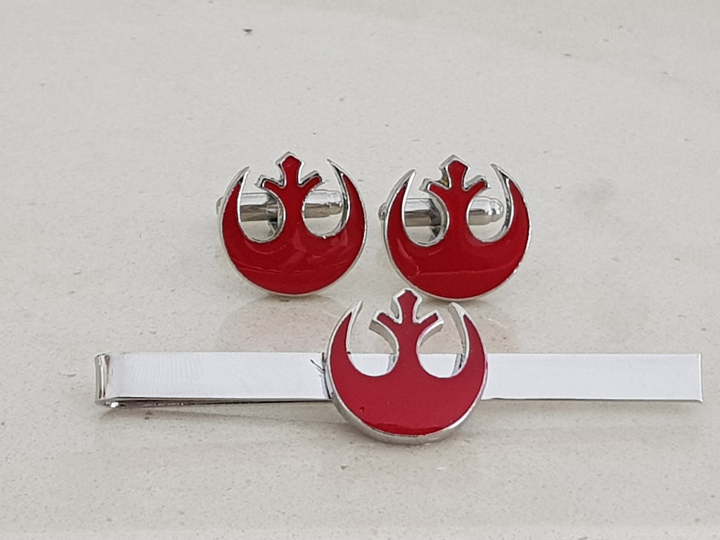 Rebel Alliance Cufflinks Tie Clip Set Star Wars Wedding Gift for Him Groomsmen Jewelry Geeky Groom Accessories Nerdy Star Wars Cosplay Gift
