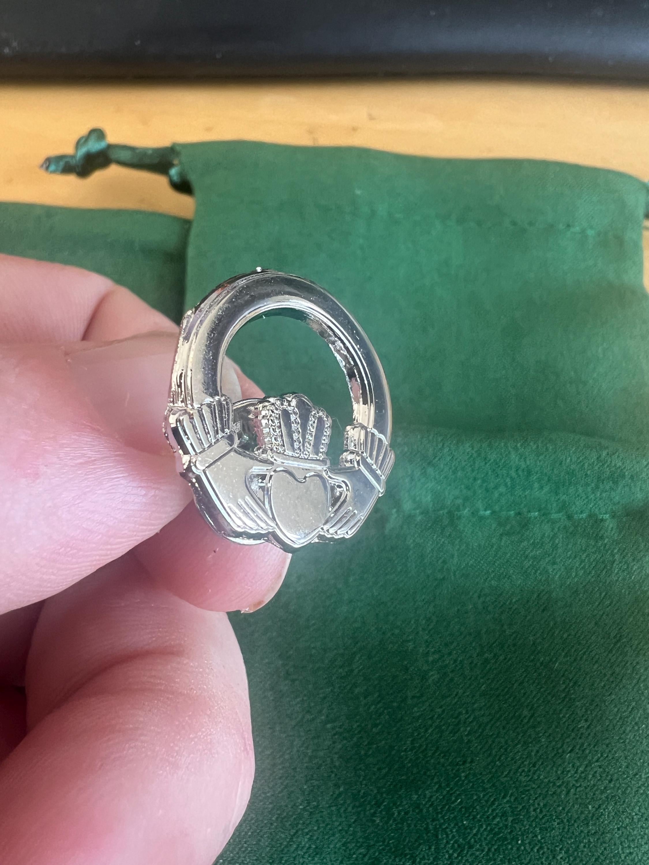 Claddagh Ring Suit Pin Silver Irish Jewelry Gift for Him Wedding Anniversary Men's Accessories Classic Irish Heritage Wedding Gift for Groom