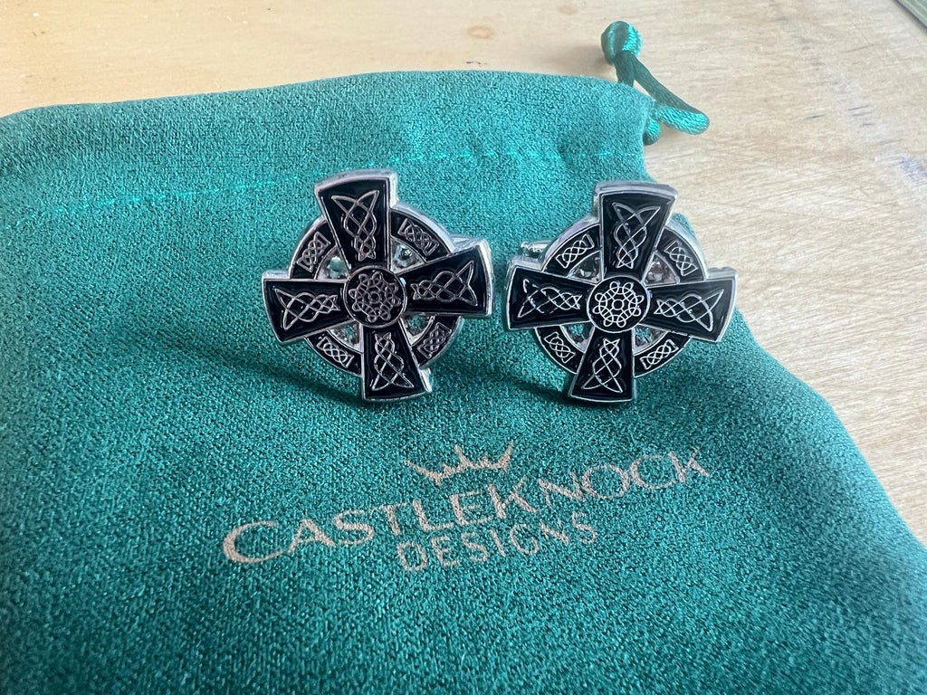Celtic Cross Cufflinks Suit Pin Tieclip Set Irish Jewelry for Men Perfect Celtic Wedding Accessory Irish Gift Elegant Design for Groomsmen