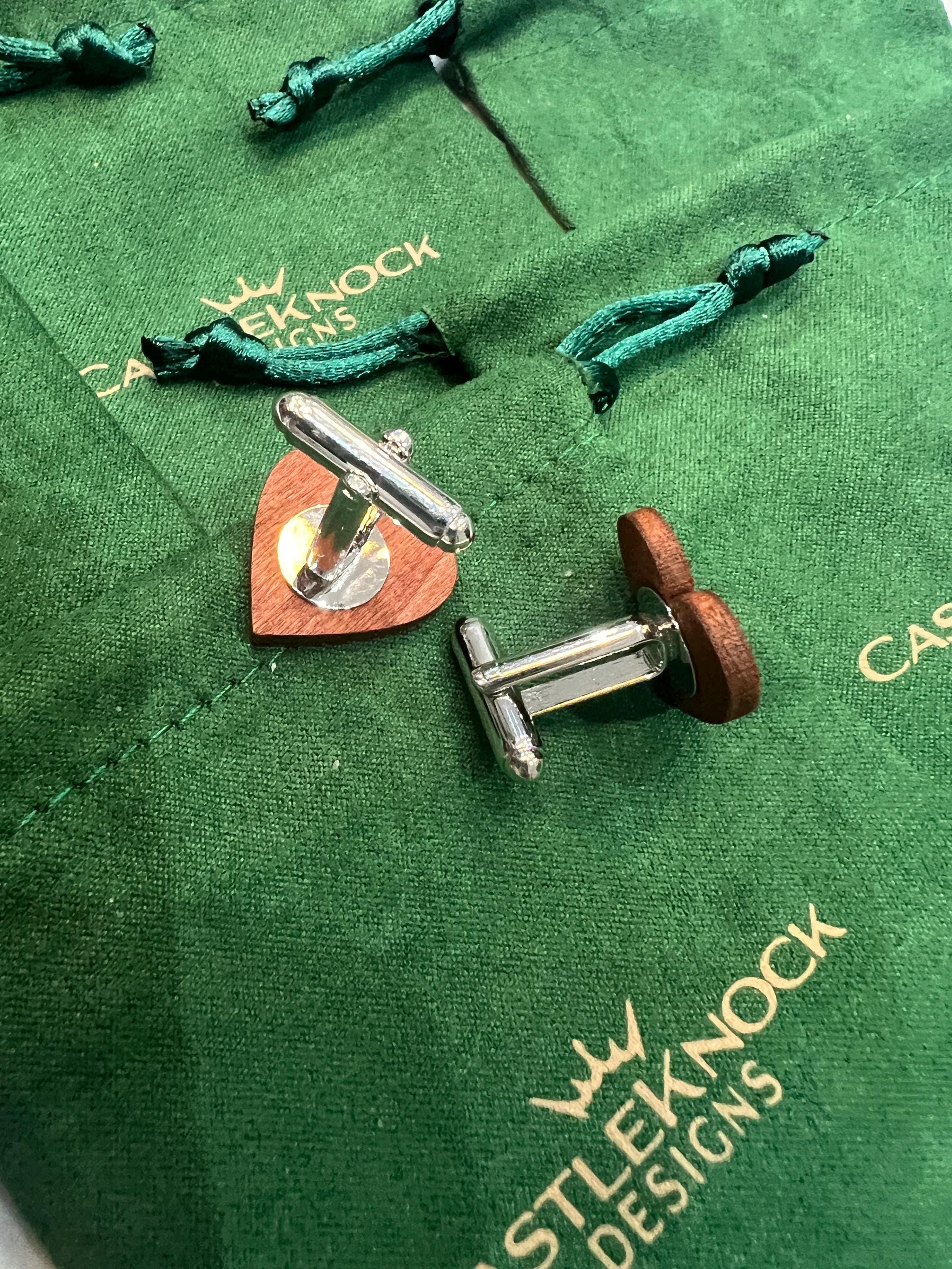 Wooden Heart Cufflinks Handmade Rustic Mens Accessory Unique Gift for Him Groomsmen Wedding Anniversary Valentines Day Father's Day Present