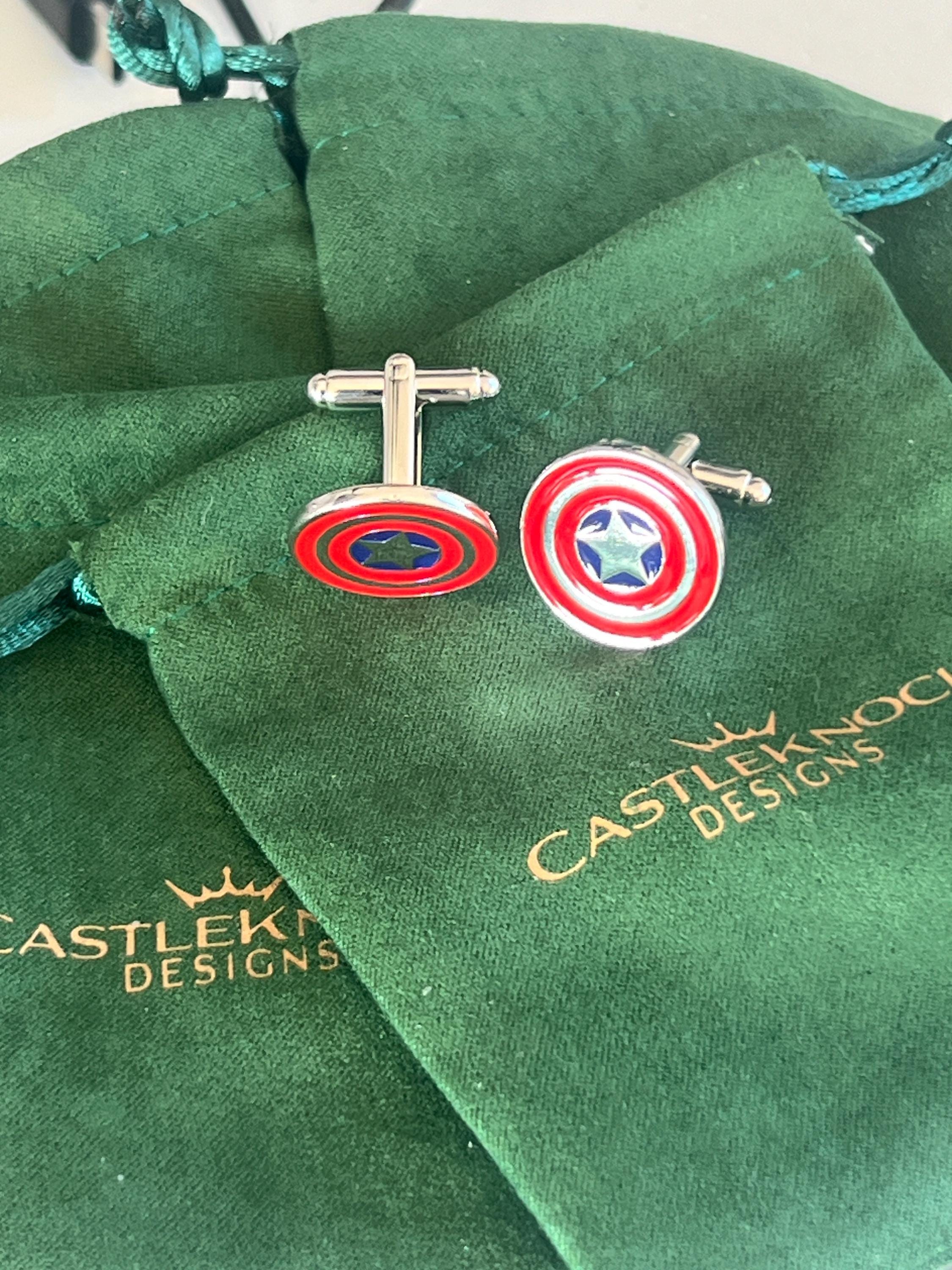 Captain America Shield First Avenger Cufflinks Marvel Comics Accessory Superhero-Themed Jewelry Unique Gift for Fans Stylish Men's Cufflinks