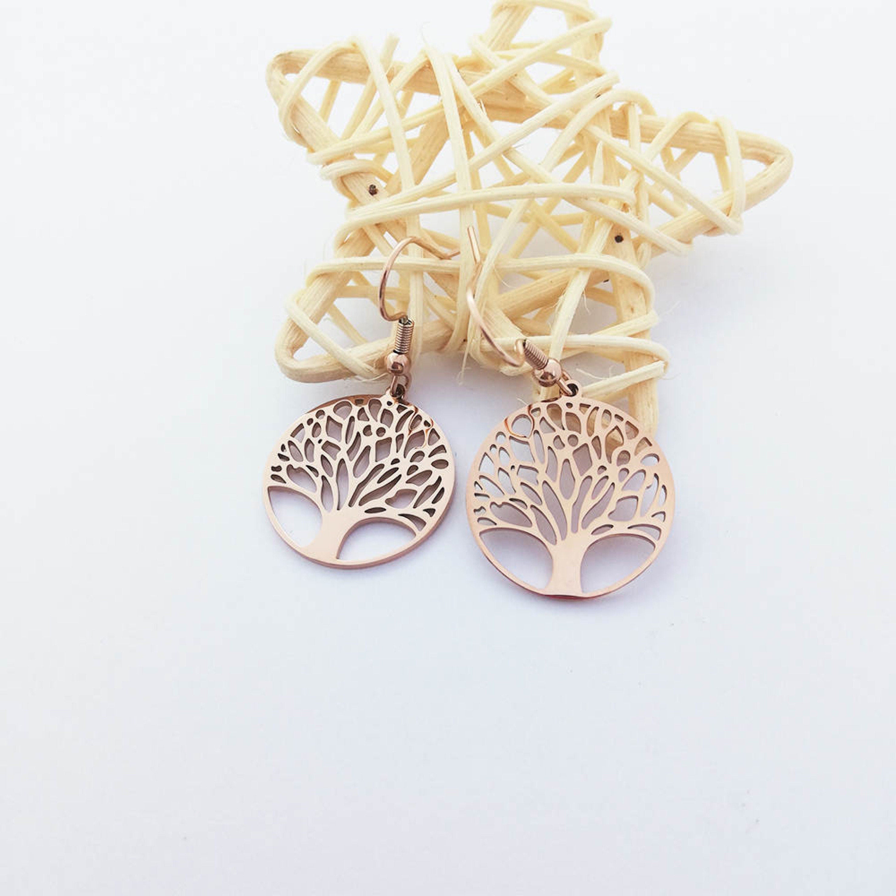 Tree of Life Rose Gold or Silver Earrings, Necklace and Bracelet Set, Irish Gift, Gift Ireland, Unique Irish Gift, Irish Gift for Her