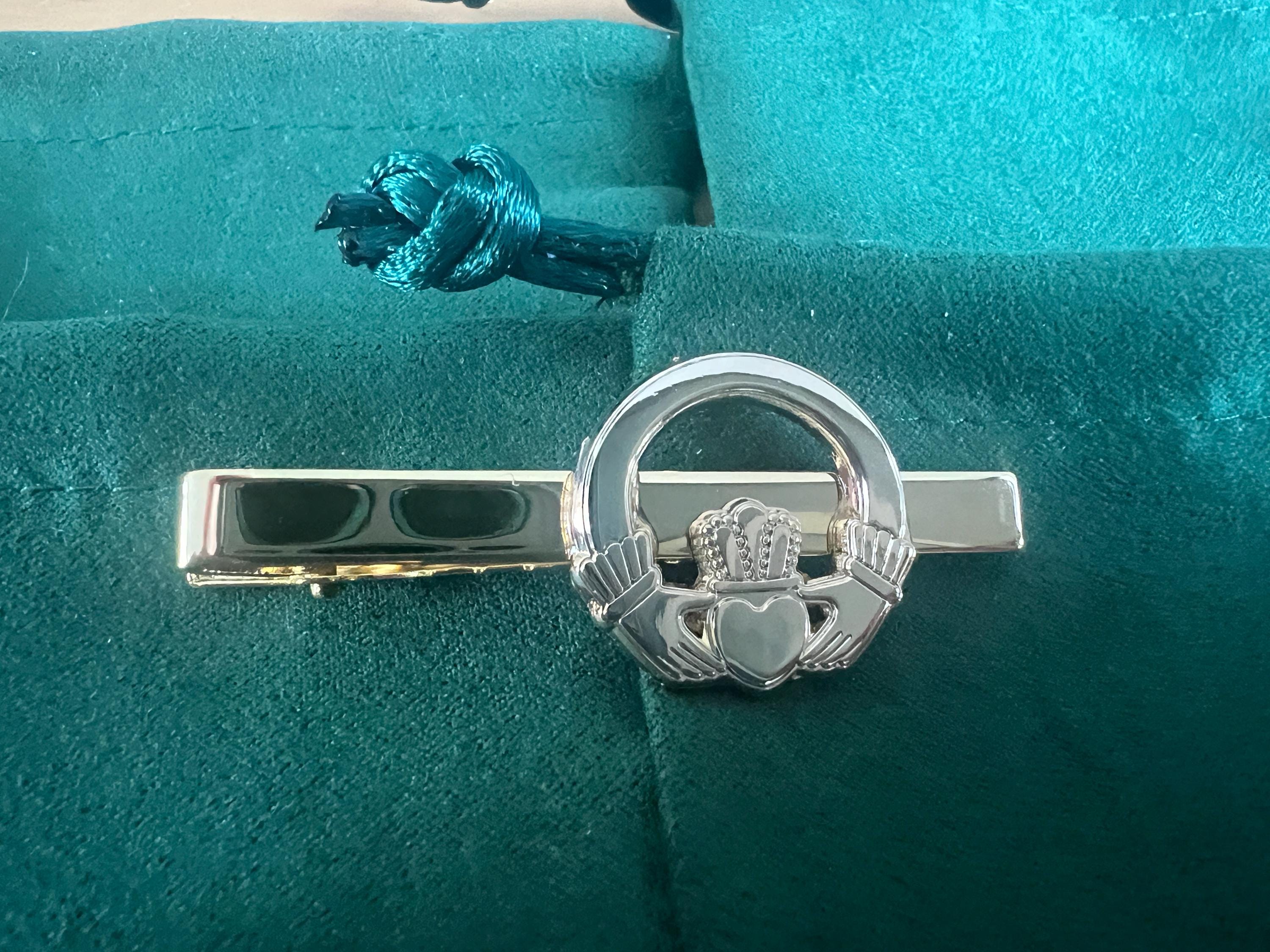 Claddagh Ring Tieclip Gold Irish Jewelry Gift for Him Wedding Anniversary Men's Accessories Classic Irish Heritage Wedding Gift for Groom