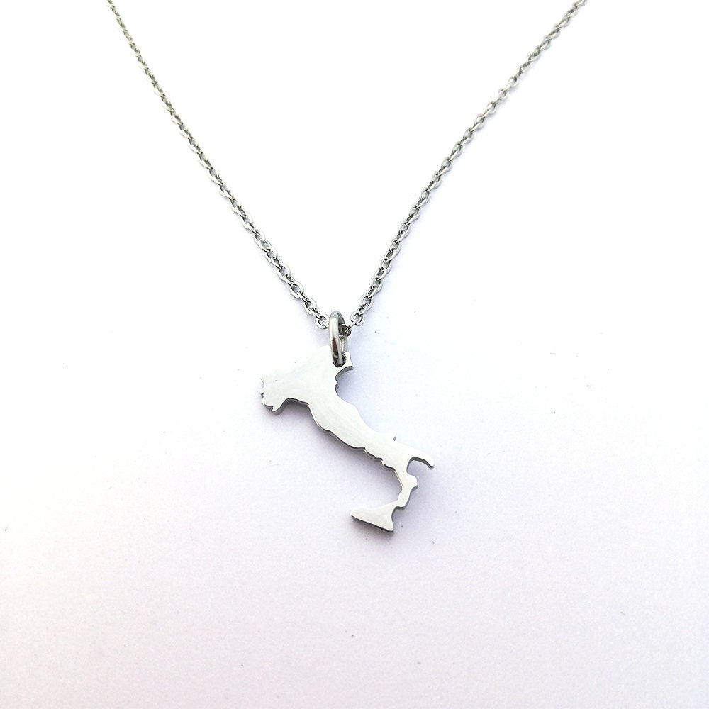 Italy Map Silver Necklace, Italian Gift, Italy, Unique Italian Gift, Italian Gift for Her, Italian Gift for Him, Italian Valentines Gift