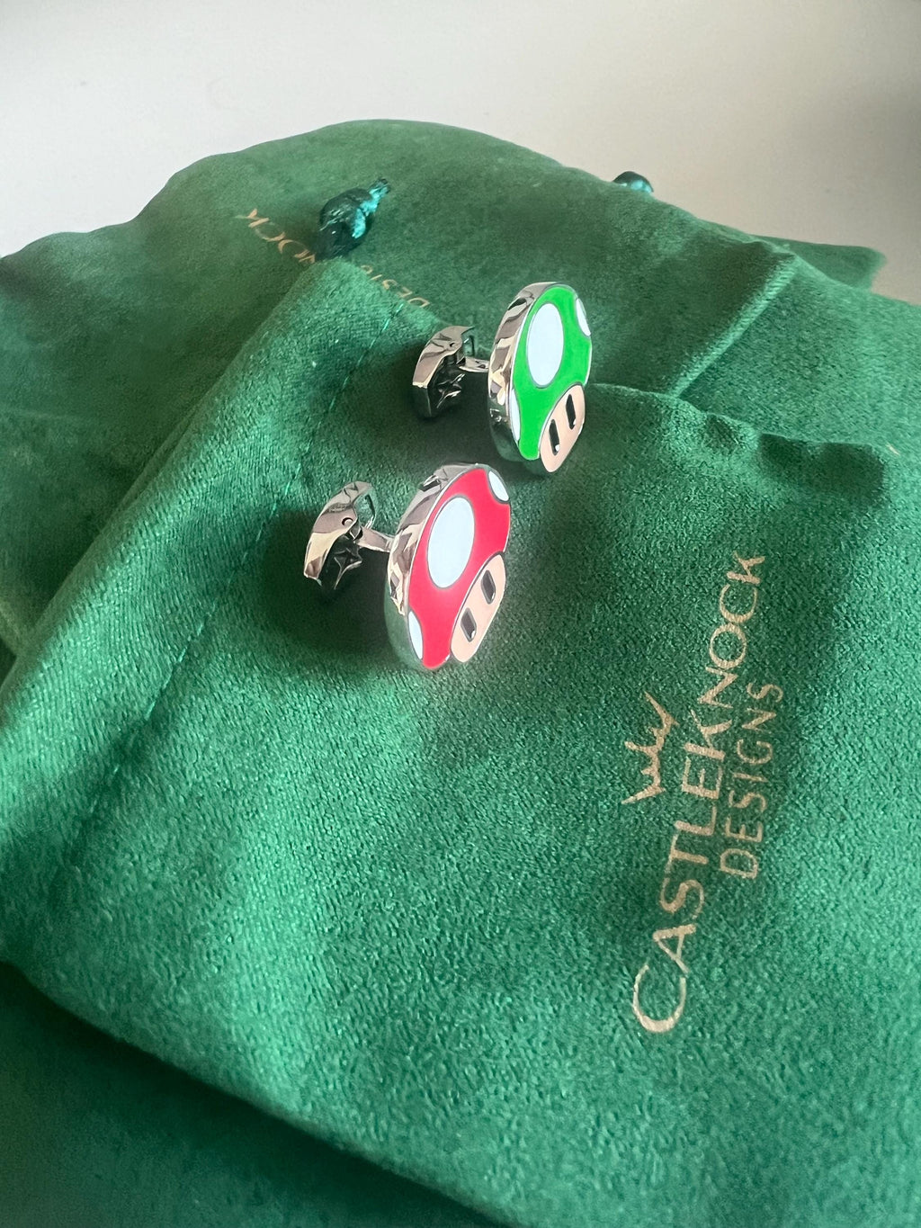 Mushroom Power-Up and Extra Life Mario Cufflinks Retro Gaming Accessories Handcrafted Unique Gift Gamers Geeky Wedding Jewelry for Mario Fan