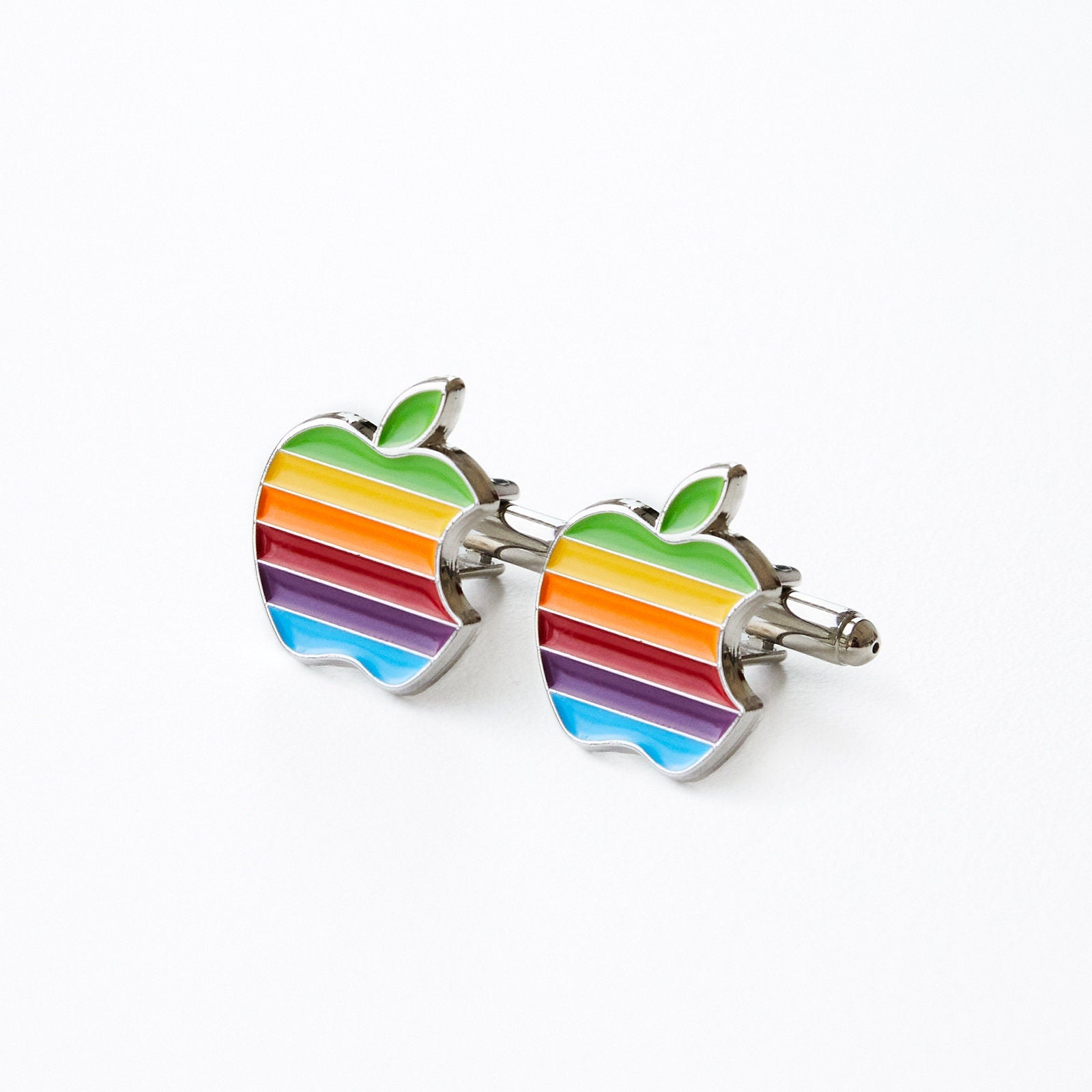 Vintage Apple Macintosh Cuffs Tieclip Pin Set Tech Classic Computer-Themed Jewelry Unique Gift for Apple Fans Geeky Men's Cufflinks