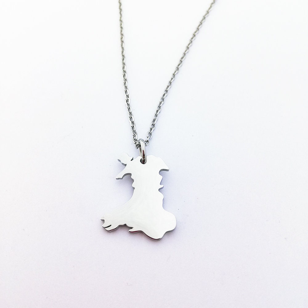Wales Map Silver Necklace Welsh Continent Pendant Jewelry Minimalist Silver Wales Necklace Celtic Welsh Jewelry Travel Gift for Her or Him