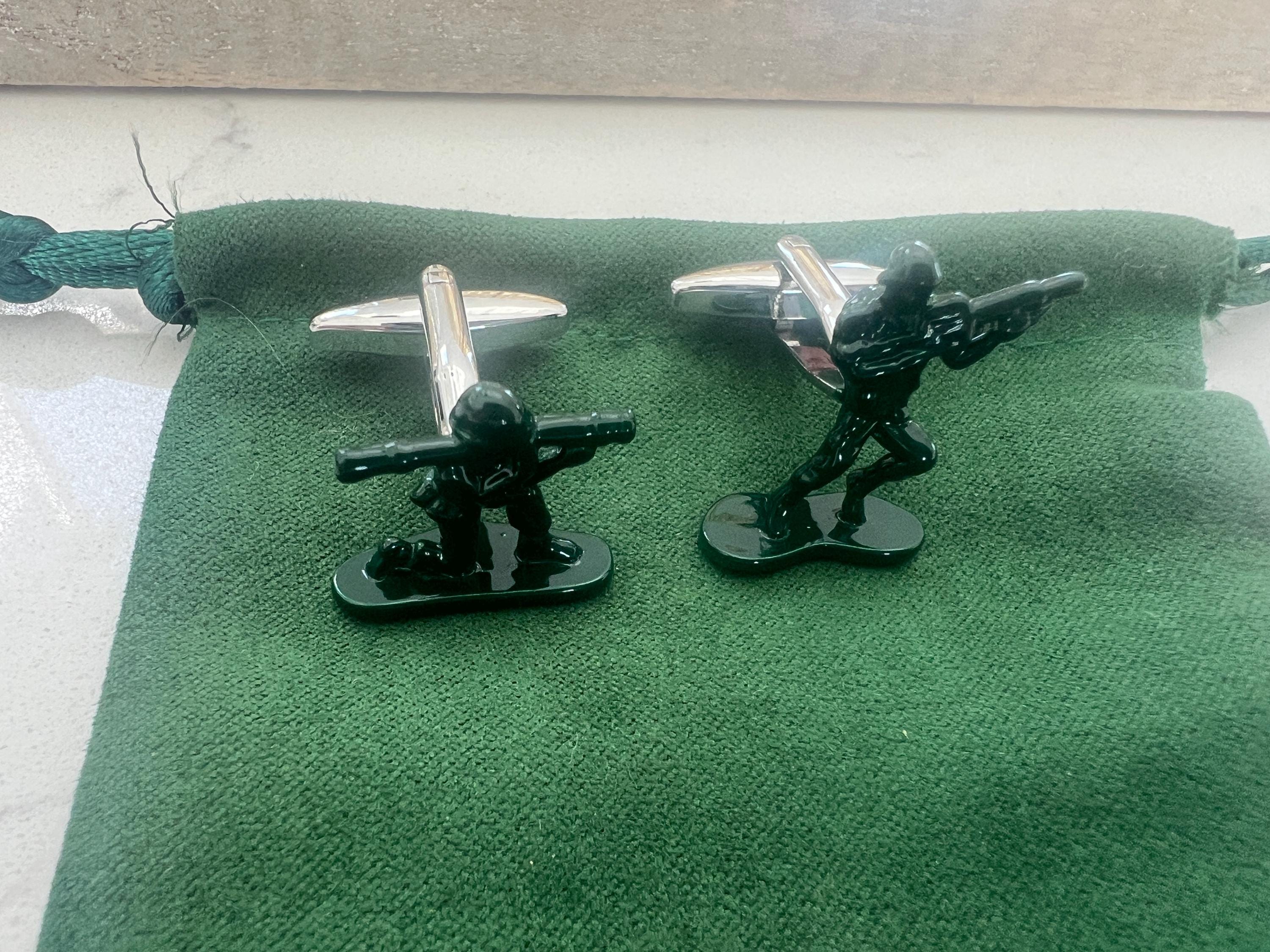 Toy Soldier Cufflinks Vintage Army Inspired Men's Jewelry Military Accessories Unique Gift for Him Retro Soldier Cufflinks Collectible