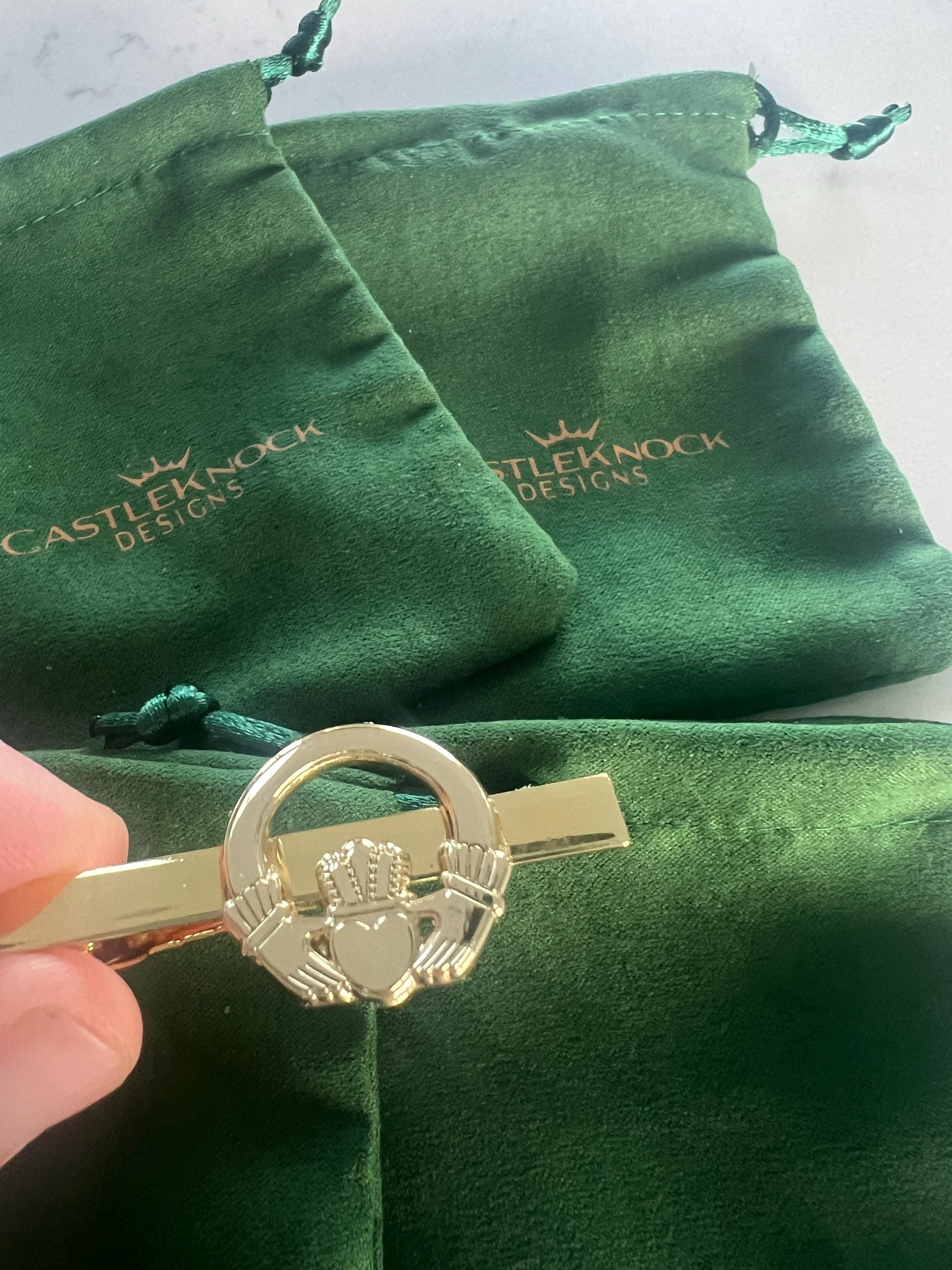 Claddagh Ring Cufflinks Tie Clip Pin Set Gold Irish Jewelry Gift for Him Wedding Anniversary Men's Accessories Classic Irish Heritage Set