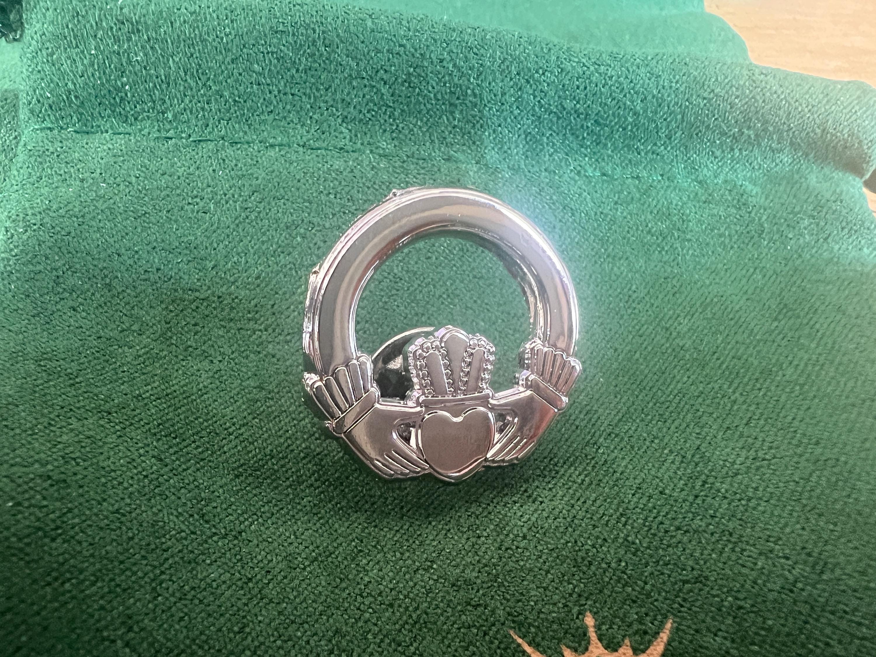 Claddagh Ring Suit Pin Silver Irish Jewelry Gift for Him Wedding Anniversary Men's Accessories Classic Irish Heritage Wedding Gift for Groom