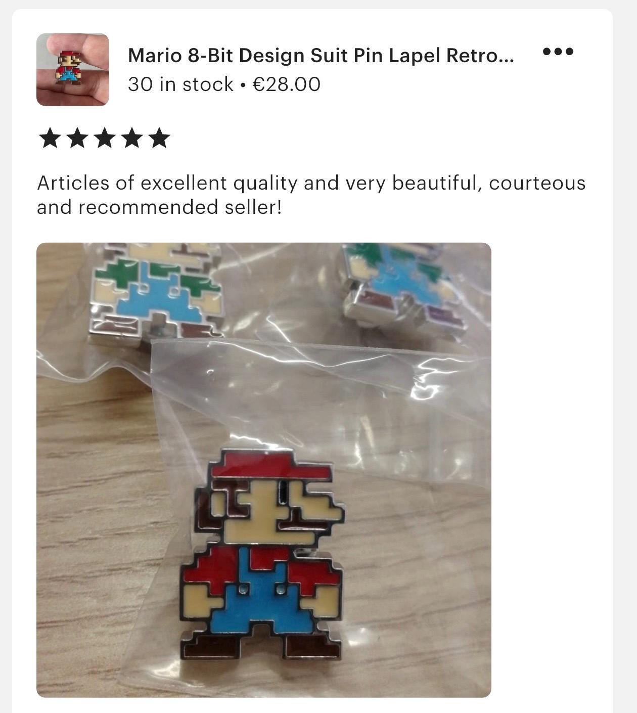 Mario 8 Bit Design Suit Pin Lapel Retro Gaming Accessory Video Game Fan Jewelry Mario Inspired Gift Unique Gamer Suit Decoration for Fans
