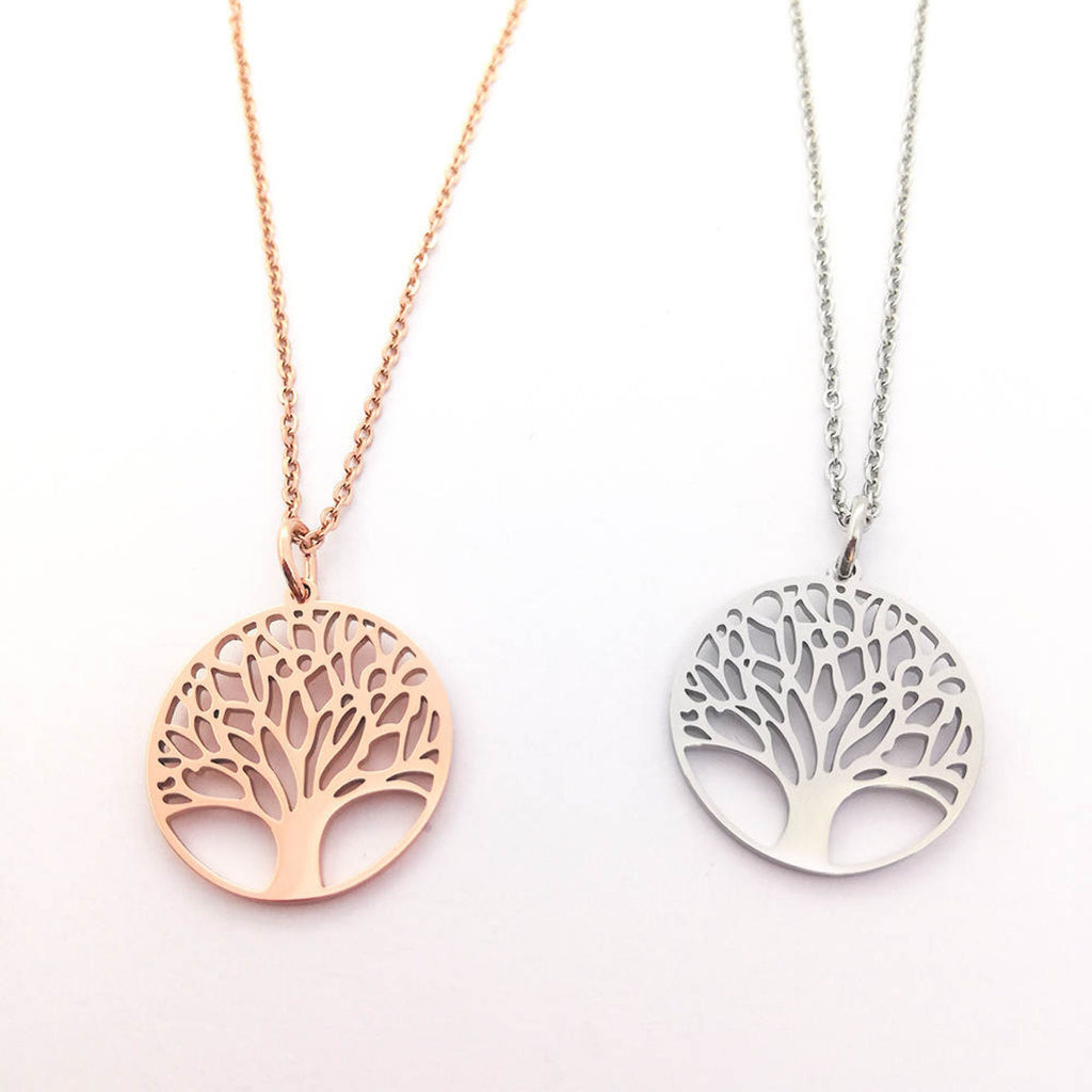 Tree of Life Rose Gold or Silver Plated Necklace Elegant Pendant Jewelry Unique Gift for Nature Lovers Stylish and Meaningful Accessory