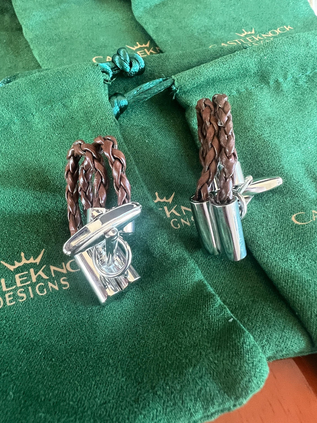 Braided Brown Leather Cufflinks Rustic Men's Accessory Vintage-Inspired Leather Knot Cufflinks Handcrafted Gift for Him Stylish and Unique