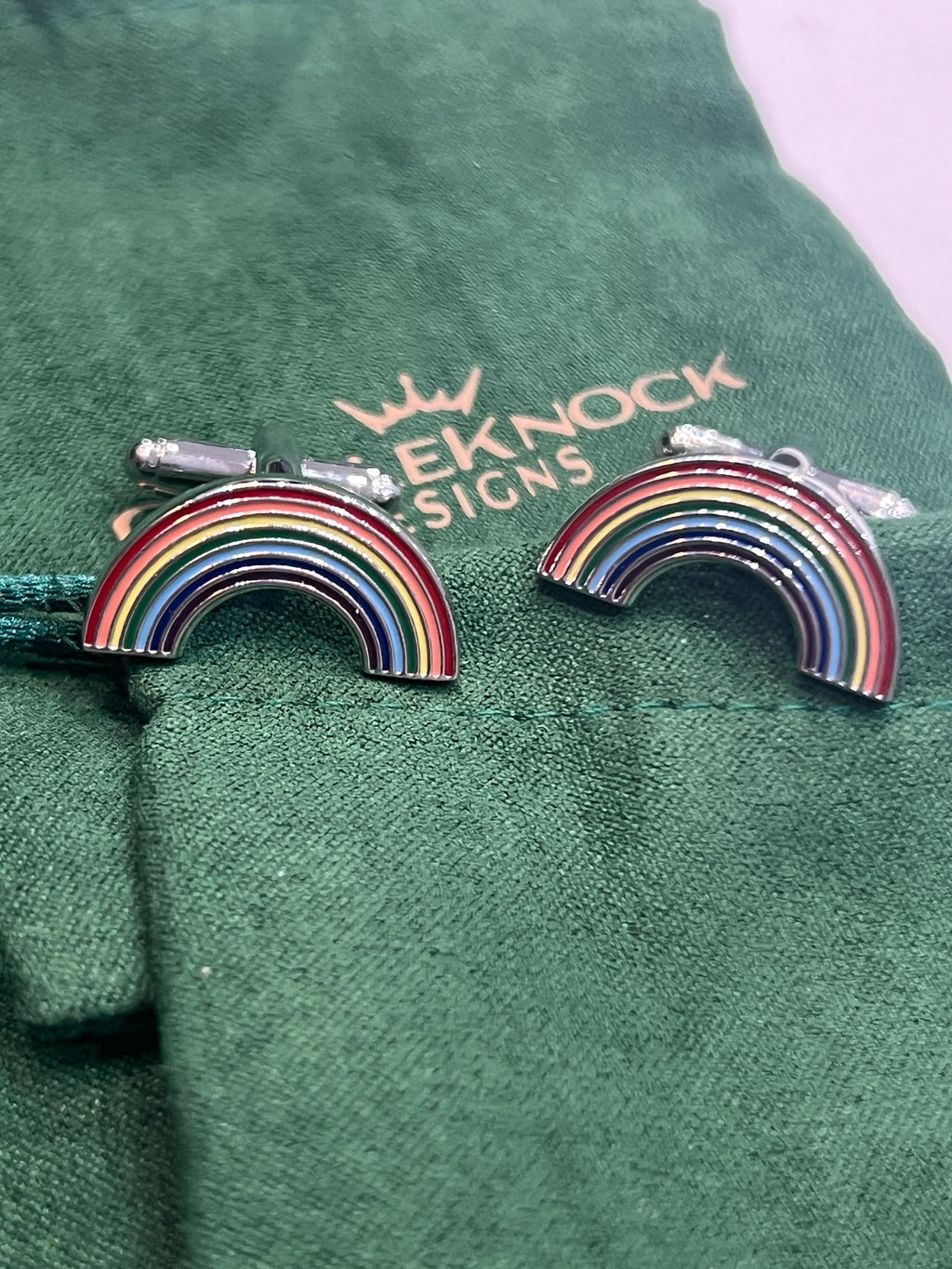 Rainbow Semicircle Cufflinks Colorful Modern Men's Accessory Unique LGBTQ Pride Jewelry Gift for Him Groomsmen Wedding Anniversary Piece