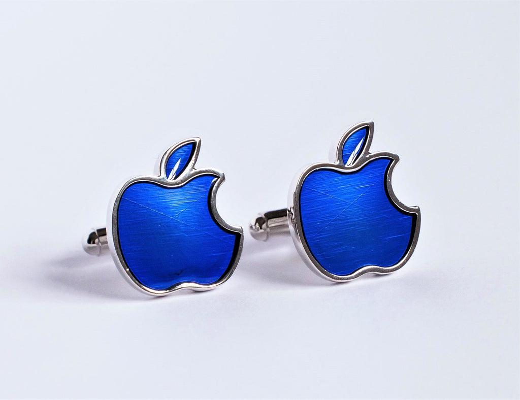 Apple Logo Blue Cufflinks Unique Nerdy Gift For him Wedding Cufflinks for Computer Lover Gifts for Him Geeky Tech Present for Boyfriend