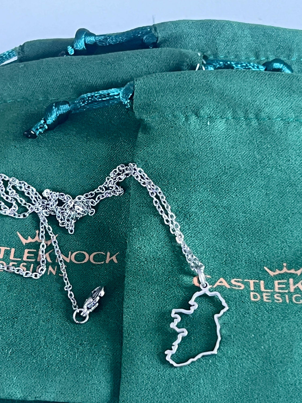 Ireland Map Silver Transparent Necklace Handcrafted Irish Jewelry Unique Gift for Her Celtic Pendant Elegant and Meaningful Irish Keepsake