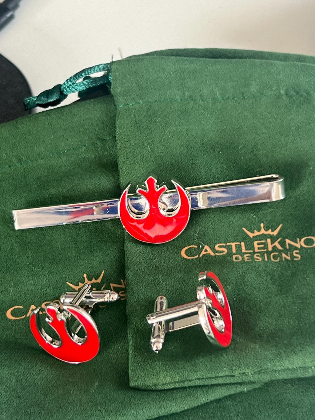 Rebel Alliance Cufflinks Tie Clip Set Star Wars Wedding Gift for Him Groomsmen Jewelry Geeky Groom Accessories Nerdy Star Wars Cosplay Gift