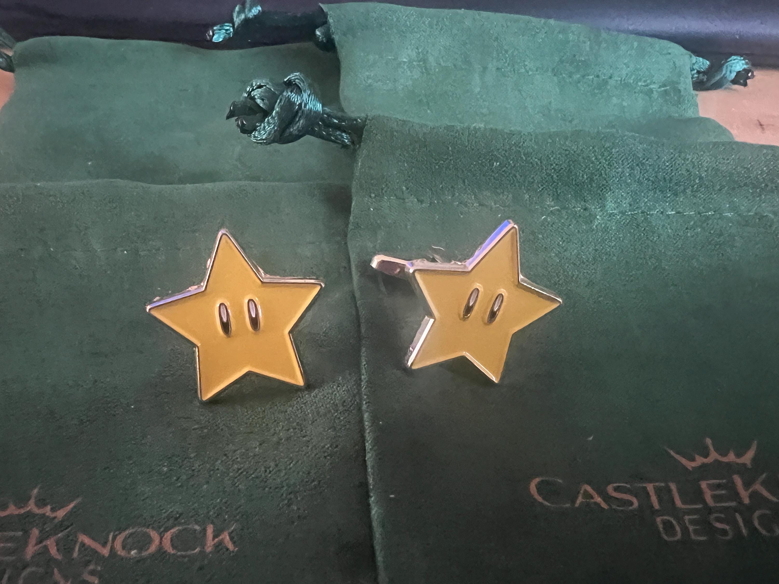 Super Star Cufflinks Retro Gaming Accessories Handcrafted Unique Gift for Gamers Geeky Wedding Jewelry Perfect for Mario Fans and Collectors