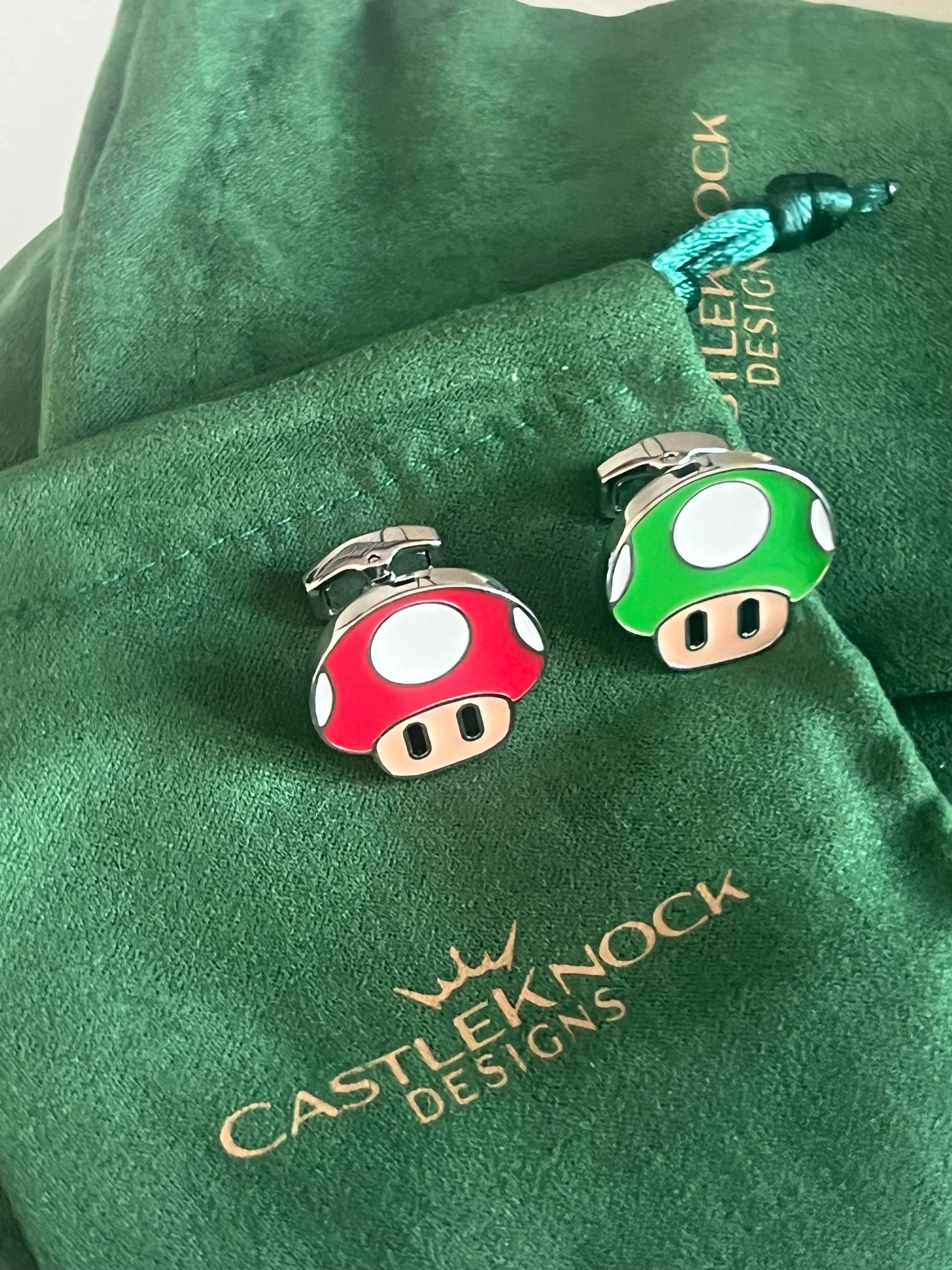 Mushroom Power-Up and Extra Life Mario Cufflinks Retro Gaming Accessories Handcrafted Unique Gift Gamers Geeky Wedding Jewelry for Mario Fan