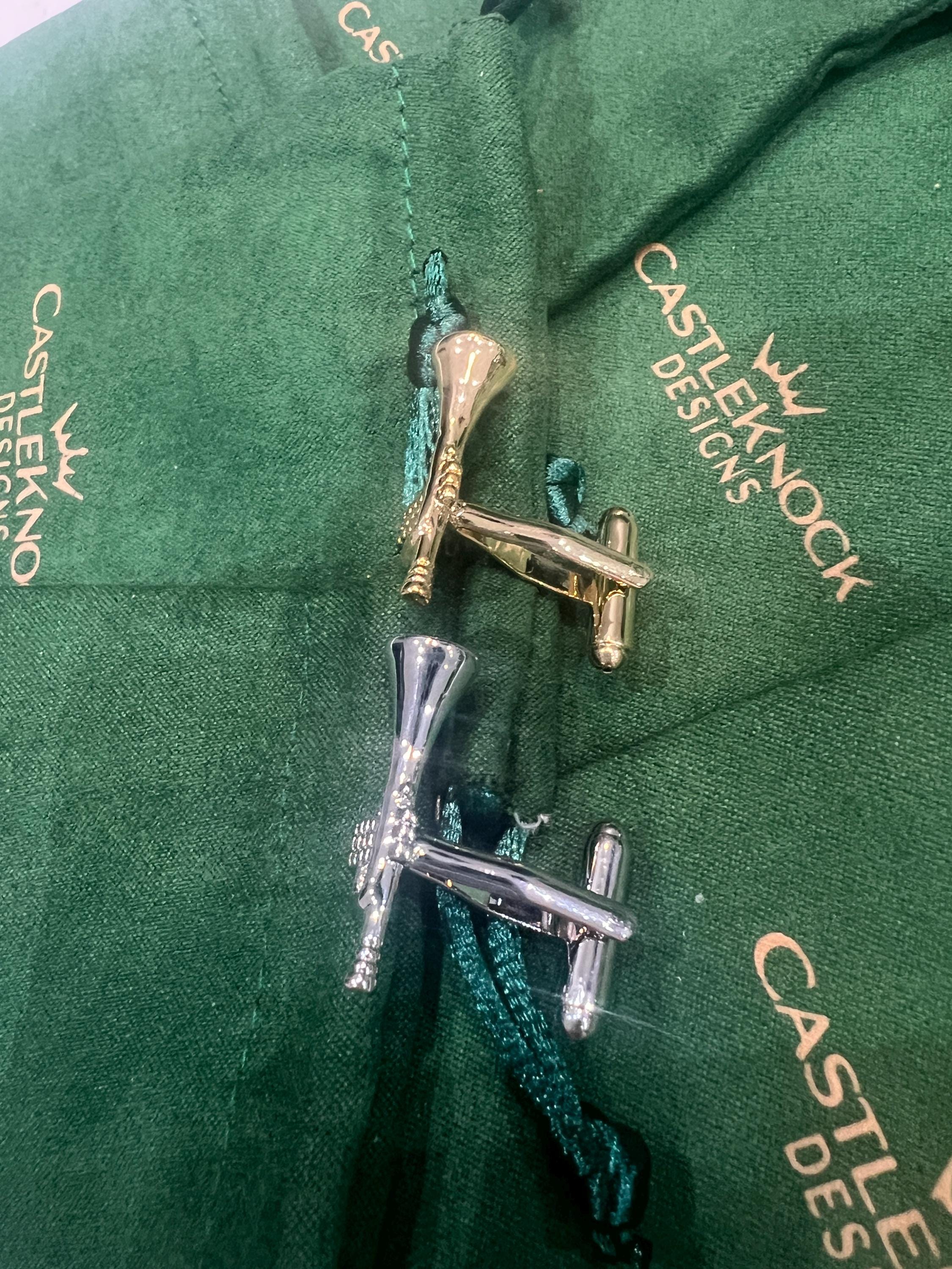 Gold & Silver Trumpet Cufflinks stylish unique accessories for music lovers, gift for musicians, jazz enthusiasts, and special occasions.