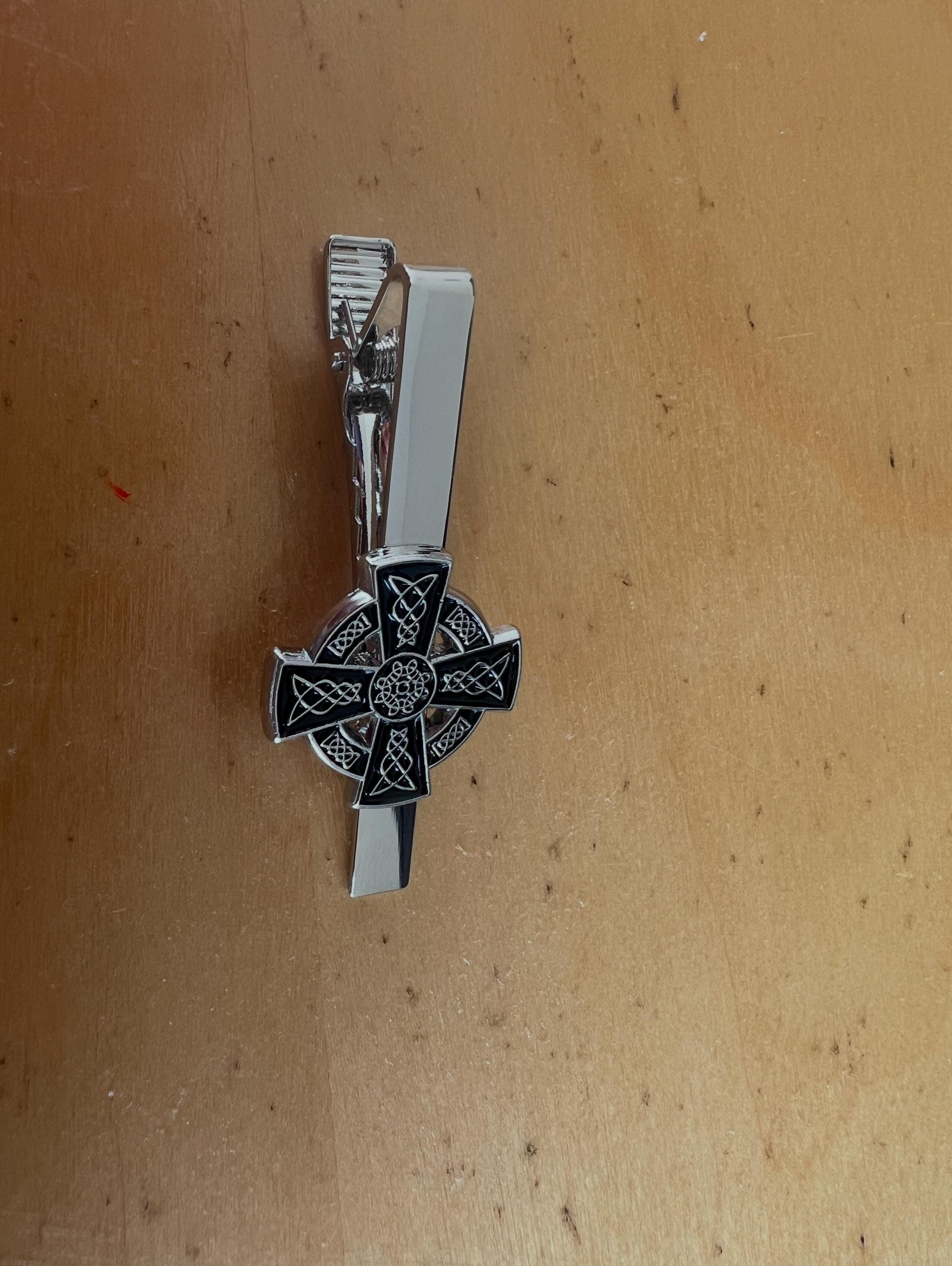 Celtic Cross Tie Clip Silver Handcrafted Elegant Accessory Unique Gift for Him Ideal for Formal Events and Special Occasions Celtic Tieclip