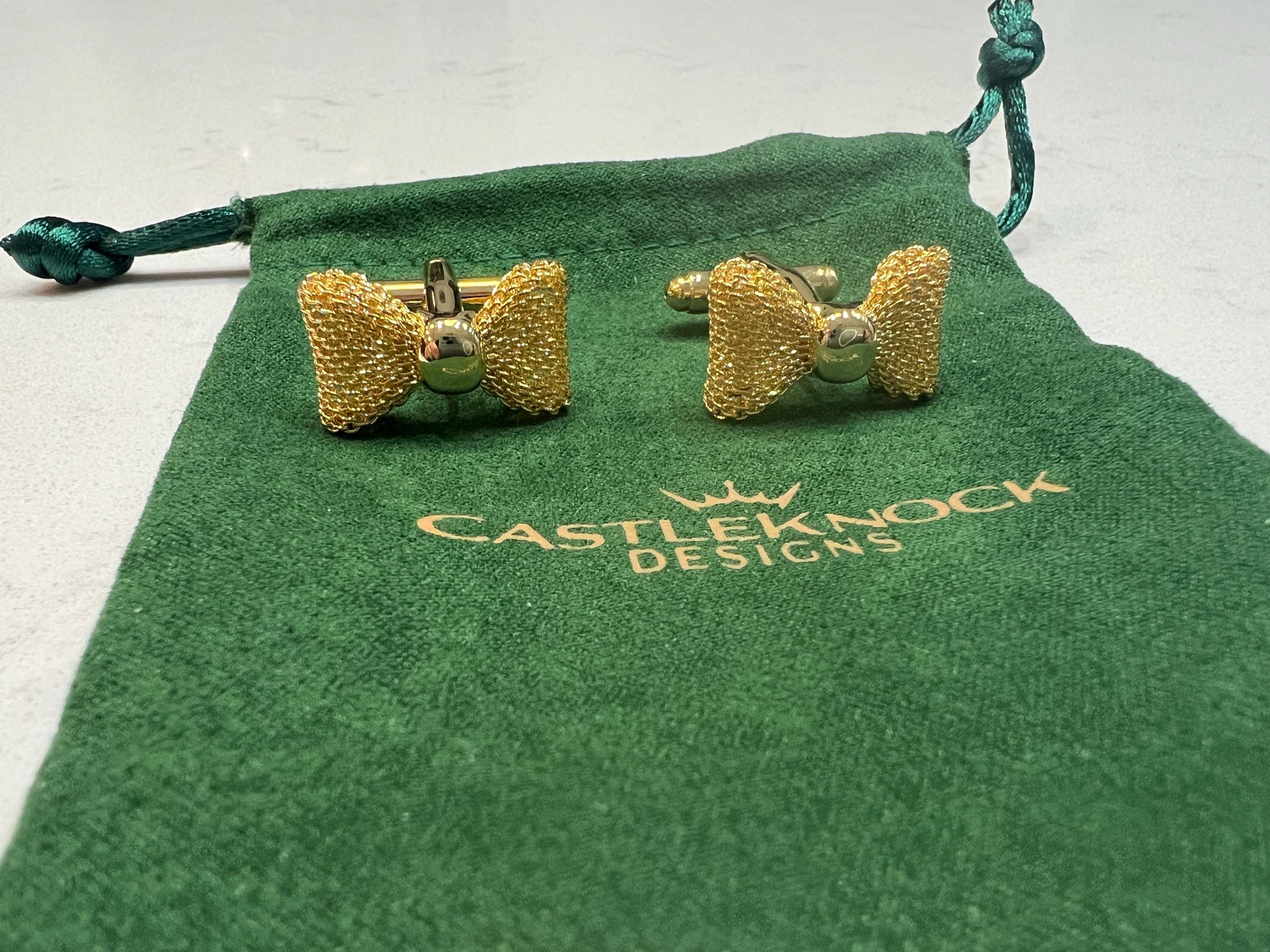 Gold Bow Tie Cufflinks elegant and timeless accessories for formal wear the perfect gift for grooms weddings black-tie events and occasions.