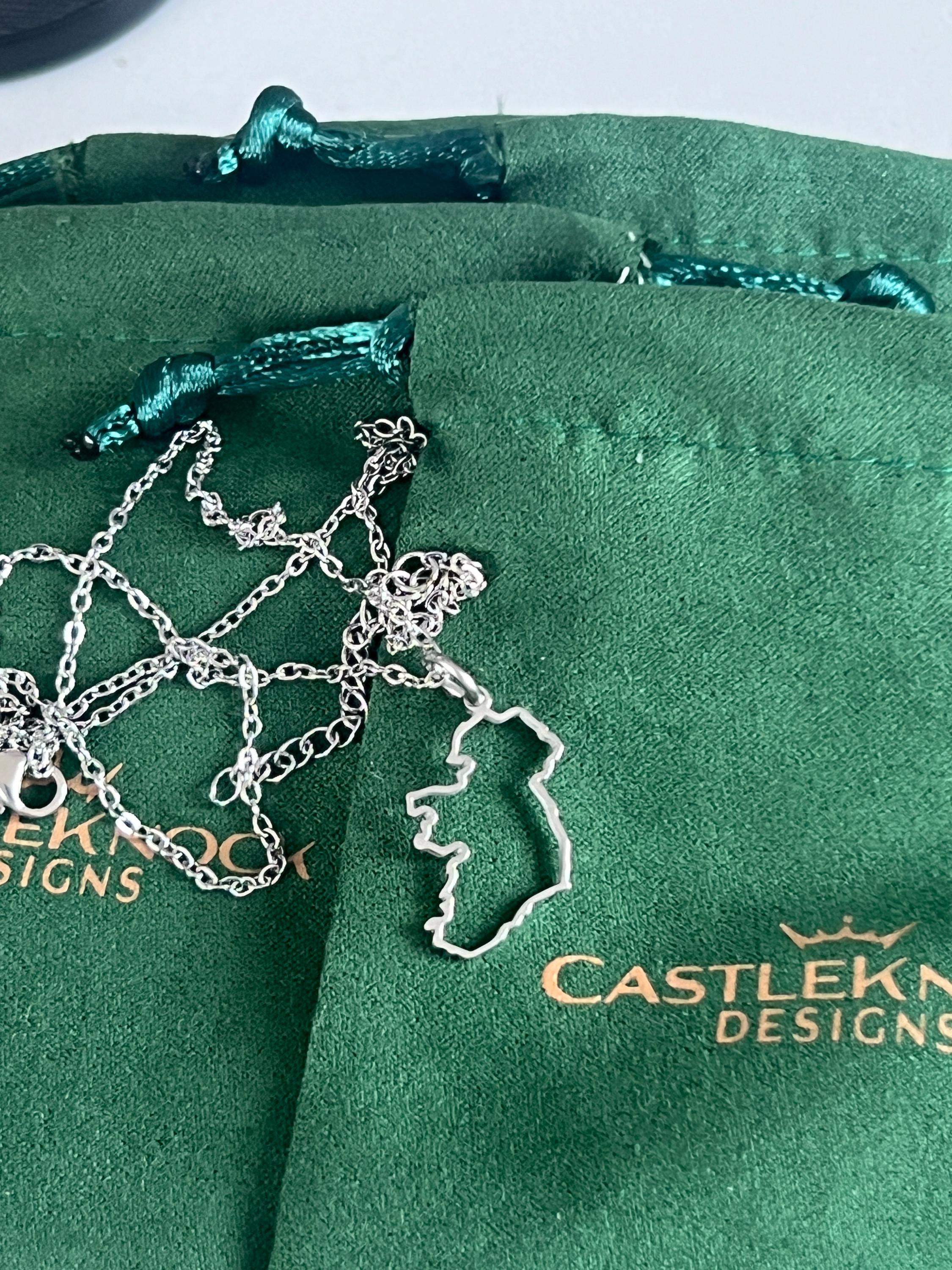 Ireland Map Silver Transparent Necklace Handcrafted Irish Jewelry Unique Gift for Her Celtic Pendant Elegant and Meaningful Irish Keepsake