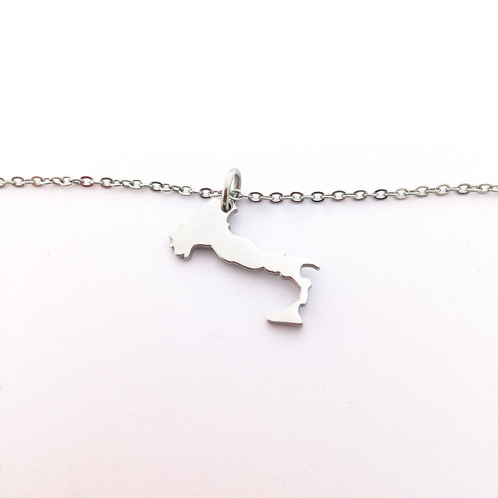Italy Map Silver Necklace, Italian Gift, Italy, Unique Italian Gift, Italian Gift for Her, Italian Gift for Him, Italian Valentines Gift