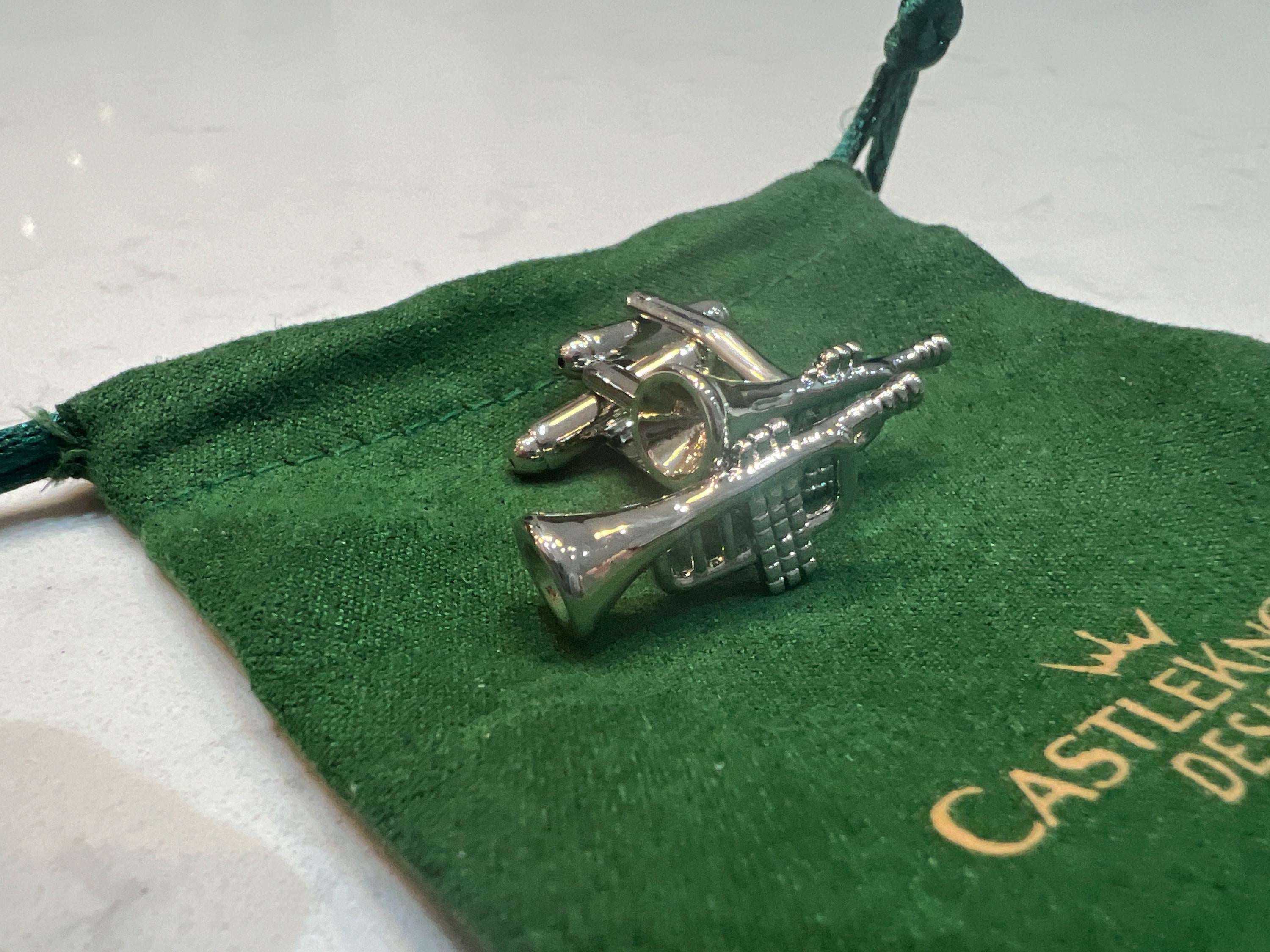 Silver Trumpet Cufflinks stylish and unique accessories for music lovers, perfect gift for musicians, jazz enthusiasts and special occasions