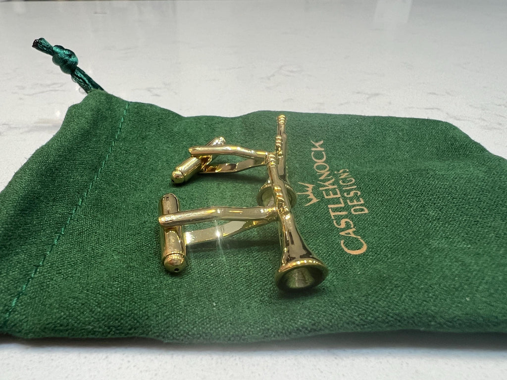 Gold Trumpet Cufflinks stylish and unique accessories for music lovers, perfect gift for musicians, jazz enthusiasts, and special occasions.