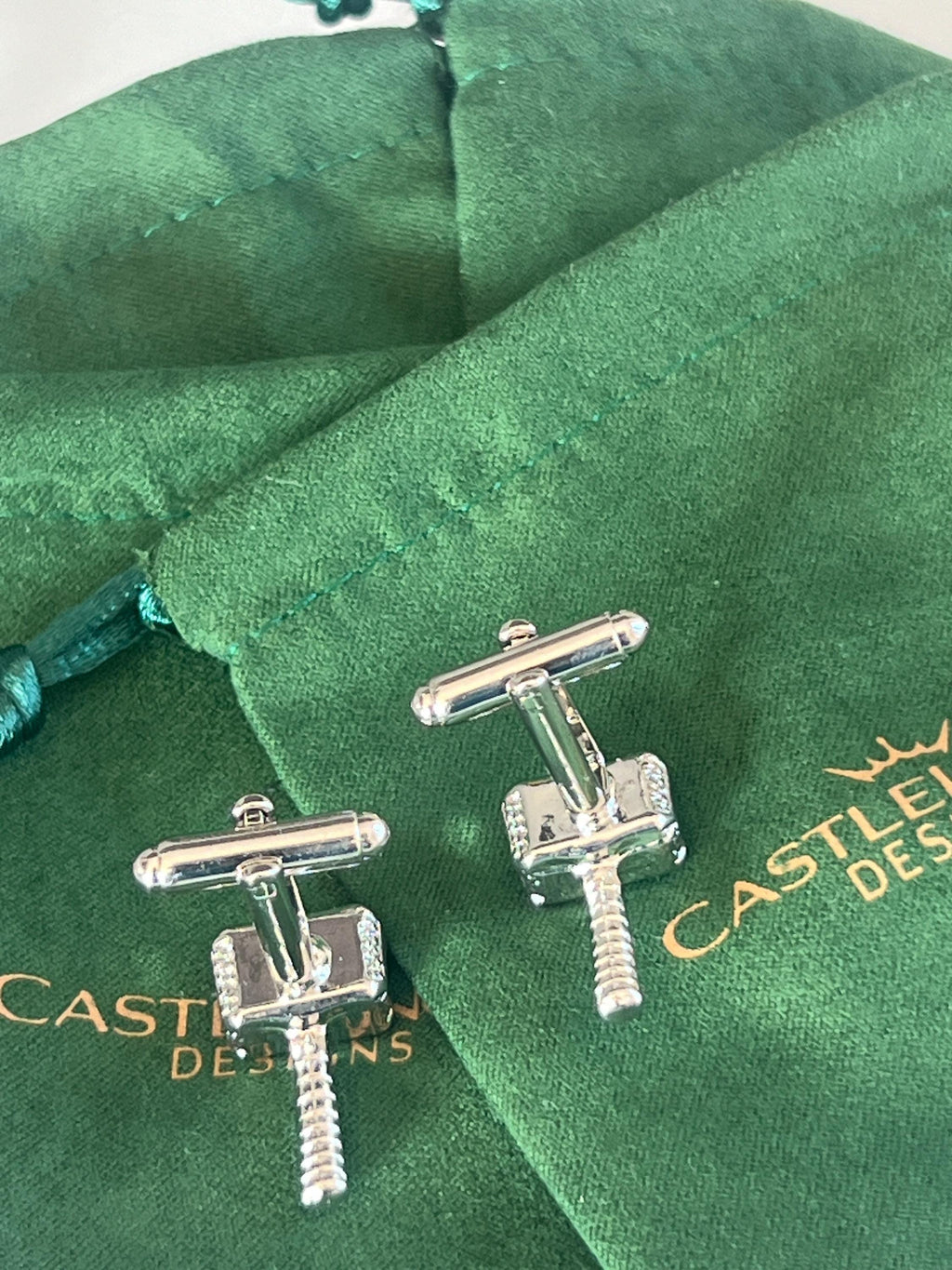 Thor Mjolnir Hammer Silver Cufflinks Marvel Comics Accessory Superhero-Themed Jewelry Unique Gift for Thor Fans Stylish Suit Cufflinks