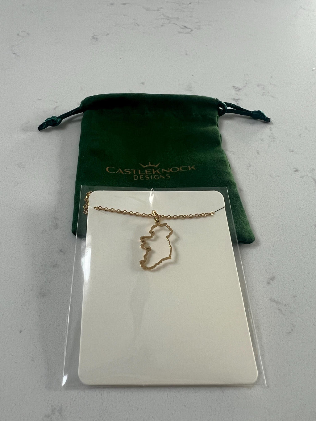 Ireland Map Gold Transparent Necklace Handcrafted Irish Jewelry Unique Gift for Her Celtic Pendant Elegant and Meaningful Irish Keepsake